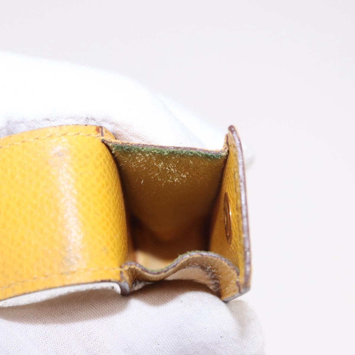 HERMES Lip Case Leather Yellow Auth ar14028