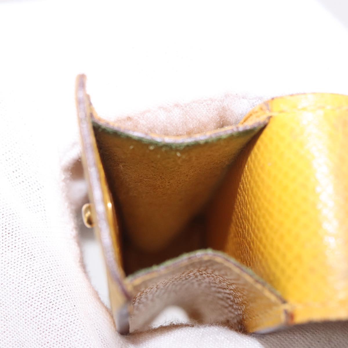 HERMES Lip Case Leather Yellow Auth ar14028
