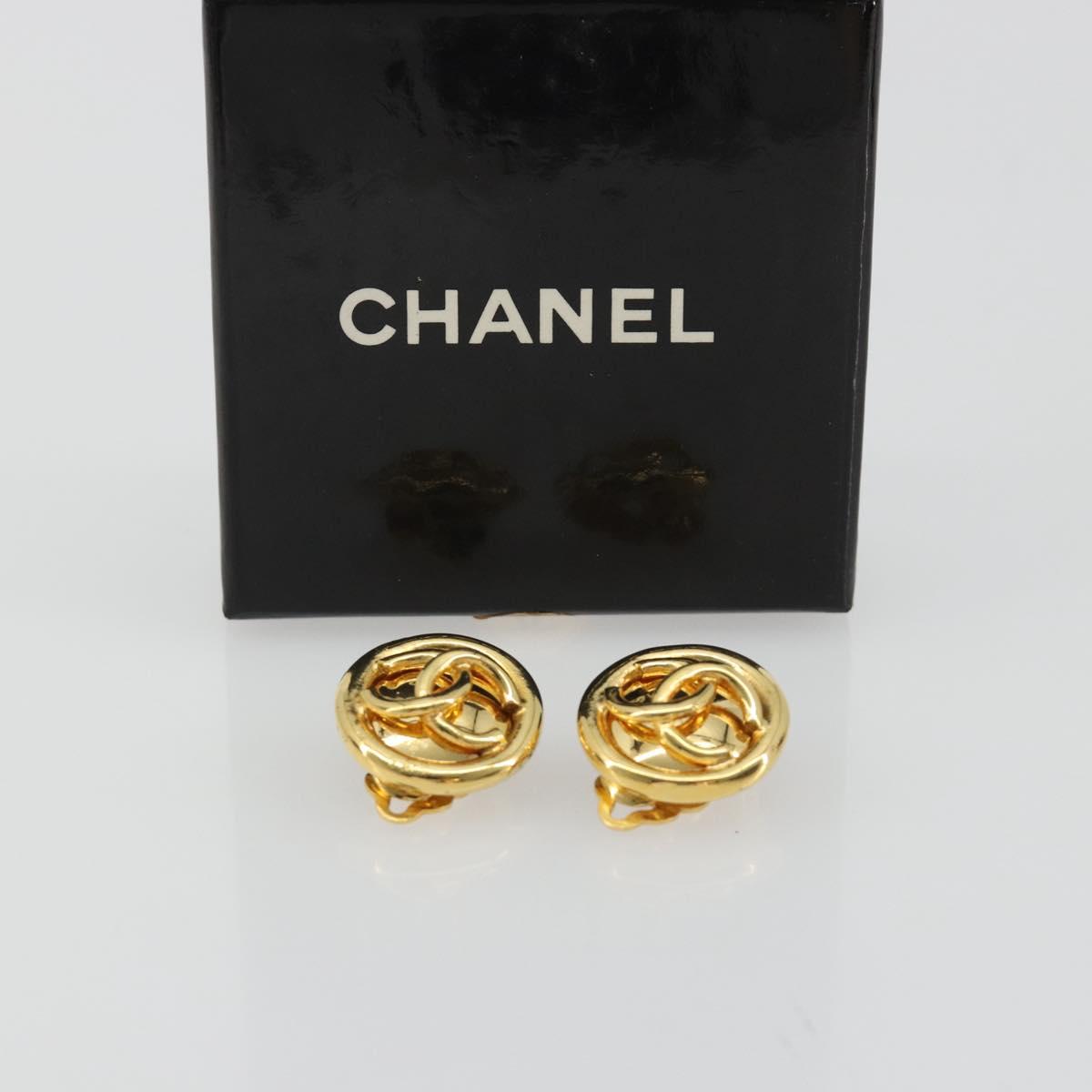 CHANEL Earring Metal Gold Tone CC Auth ar14032V
