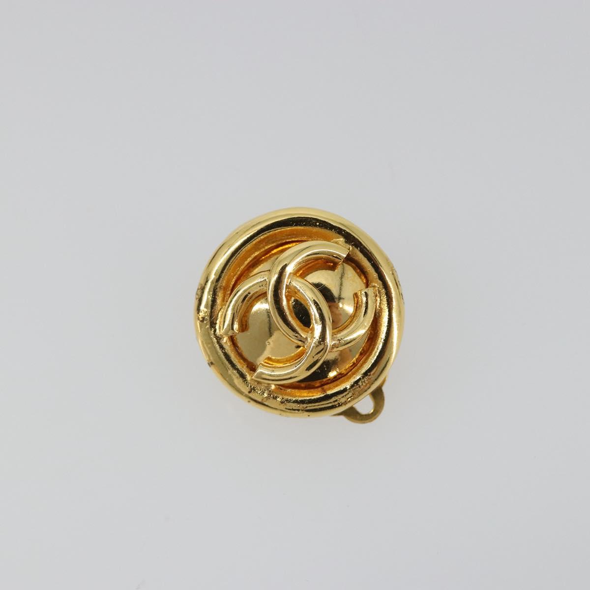 CHANEL Earring Metal Gold Tone CC Auth ar14032V