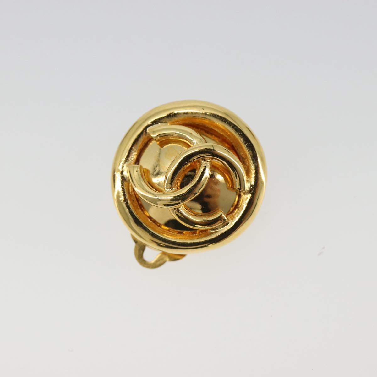 CHANEL Earring Metal Gold Tone CC Auth ar14032V