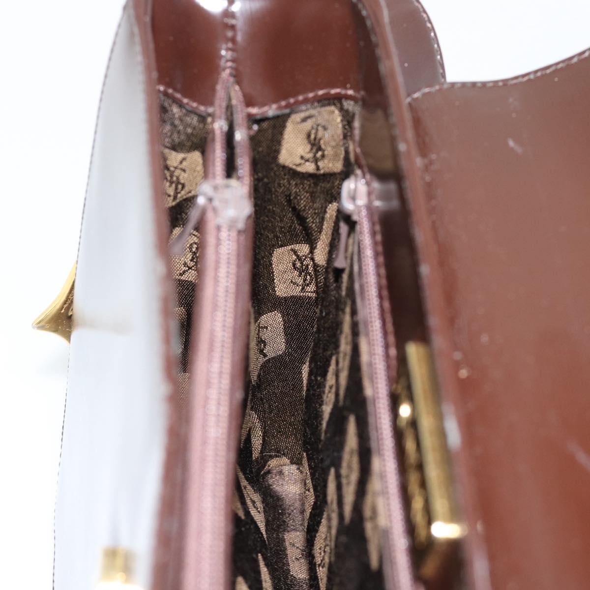 SAINT LAURENT Shoulder Bag Leather Brown Gold Auth ar14039