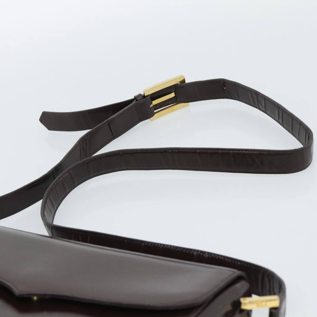 SAINT LAURENT Shoulder Bag Leather Brown Gold Auth ar14039
