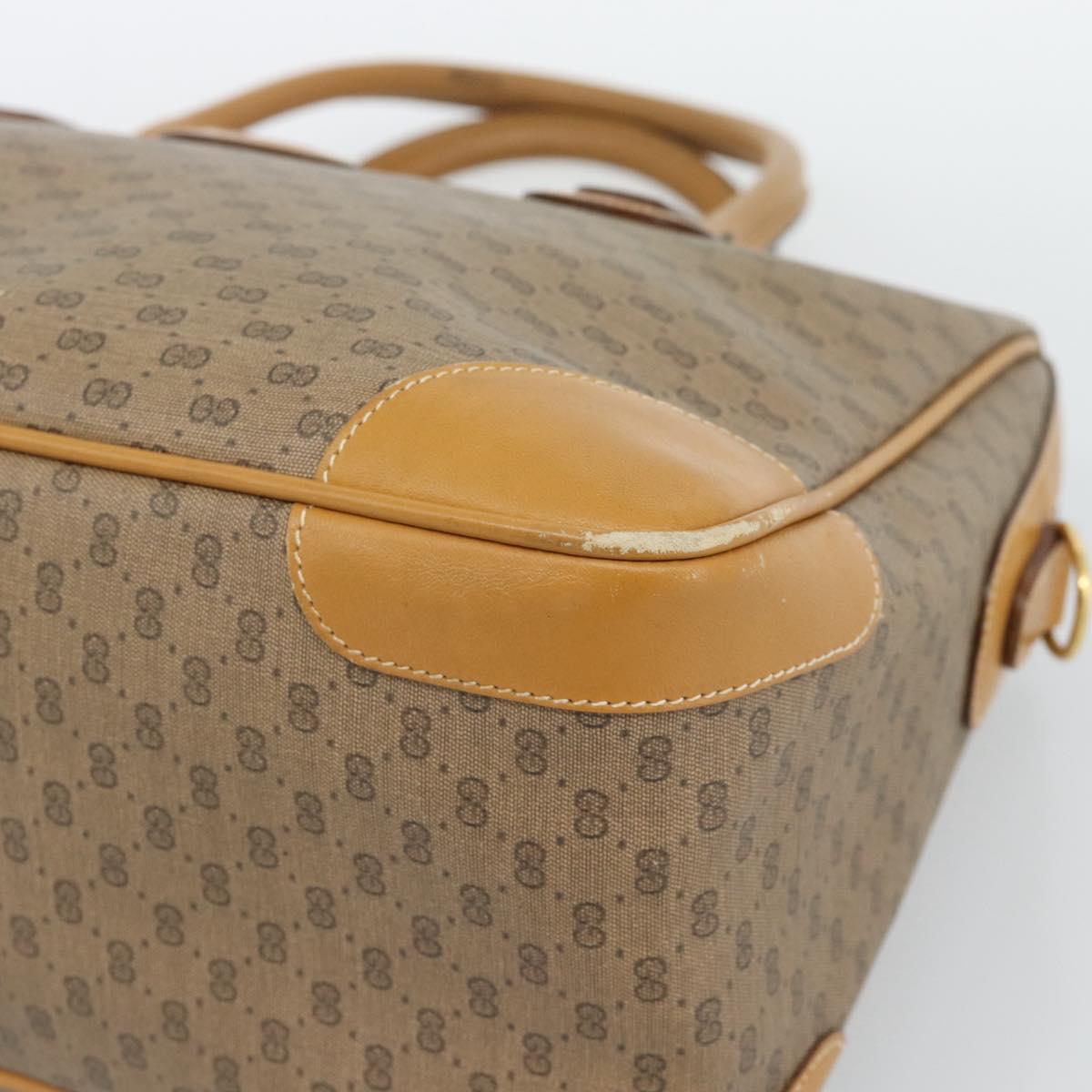 GUCCI Micro GG Hand Bag PVC Leather Beige Gold 002 084 0167 Auth ar14040