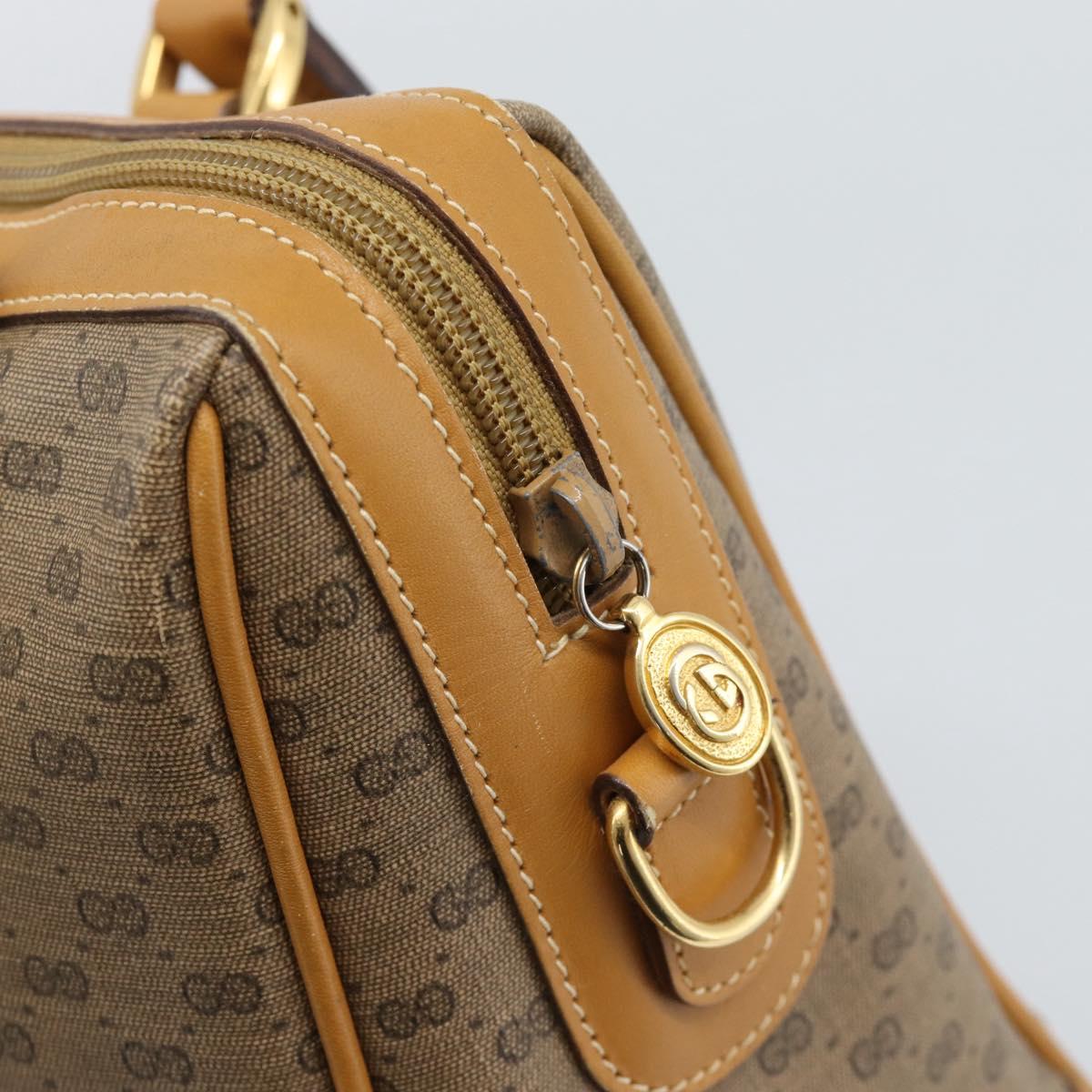 GUCCI Micro GG Hand Bag PVC Leather Beige Gold 002 084 0167 Auth ar14040