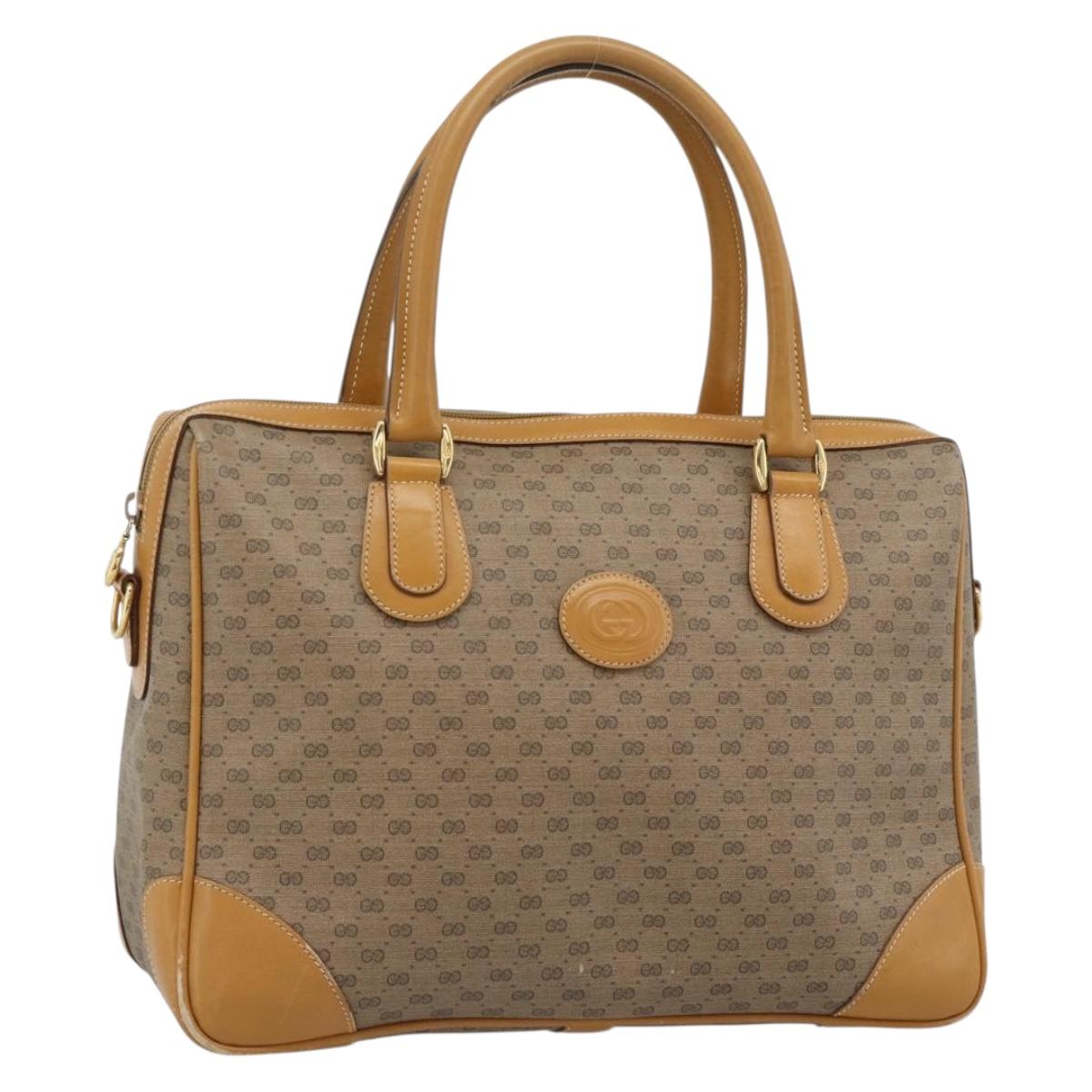 GUCCI Micro GG Hand Bag PVC Leather Beige Gold 002 084 0167 Auth ar14040