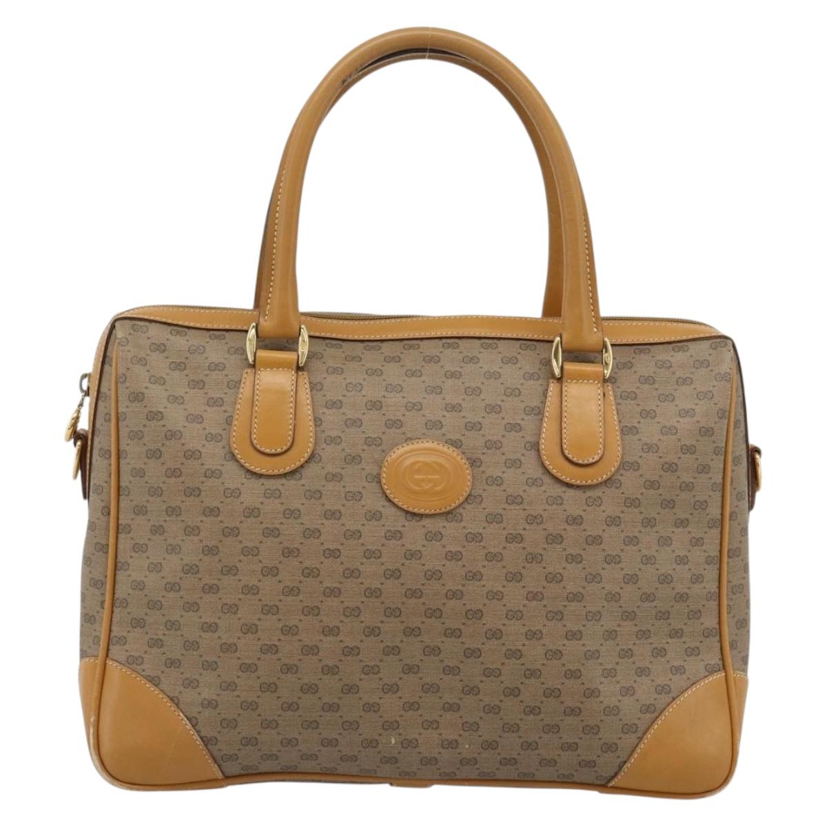 GUCCI Micro GG Hand Bag PVC Leather Beige Gold 002 084 0167 Auth ar14040