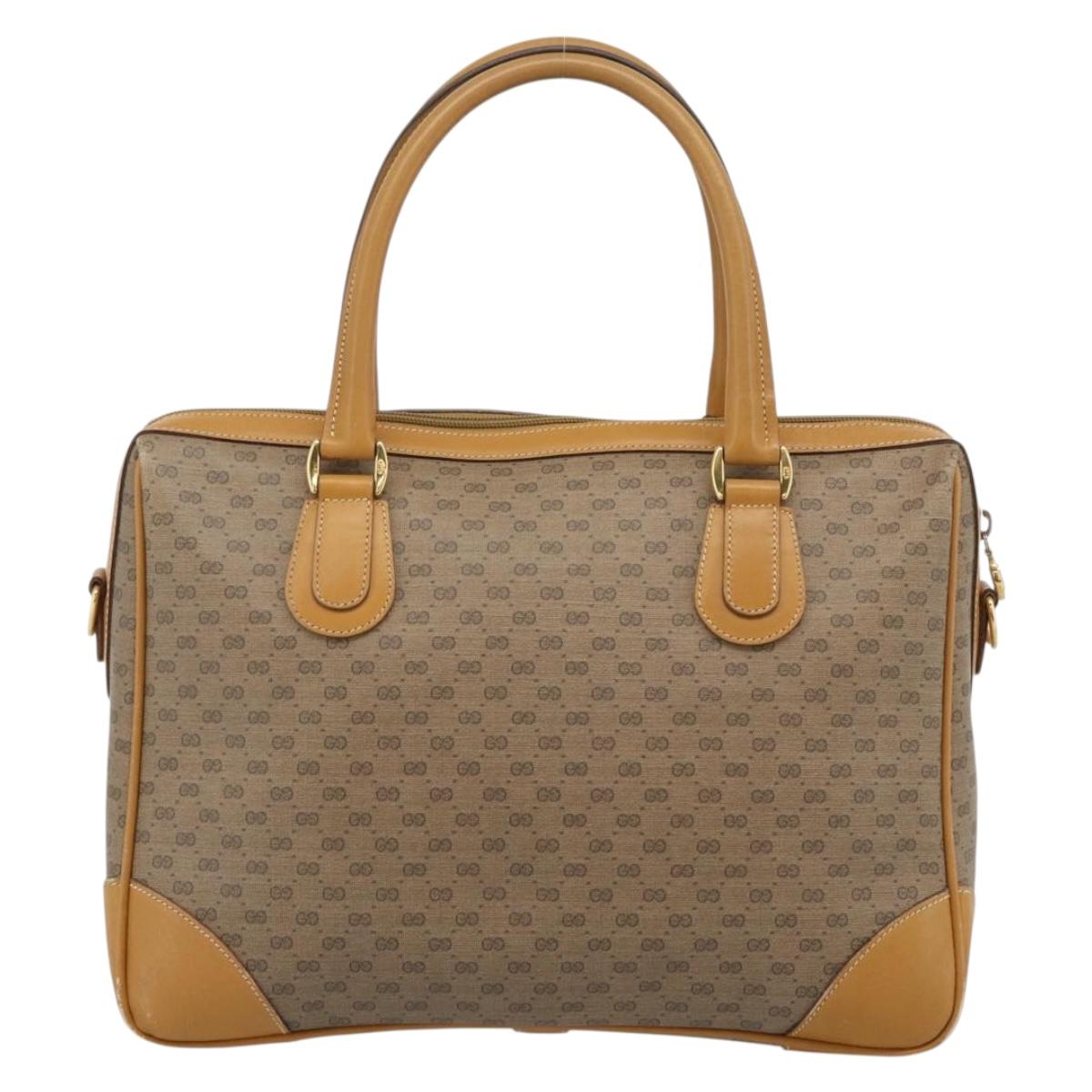 GUCCI Micro GG Hand Bag PVC Leather Beige Gold 002 084 0167 Auth ar14040