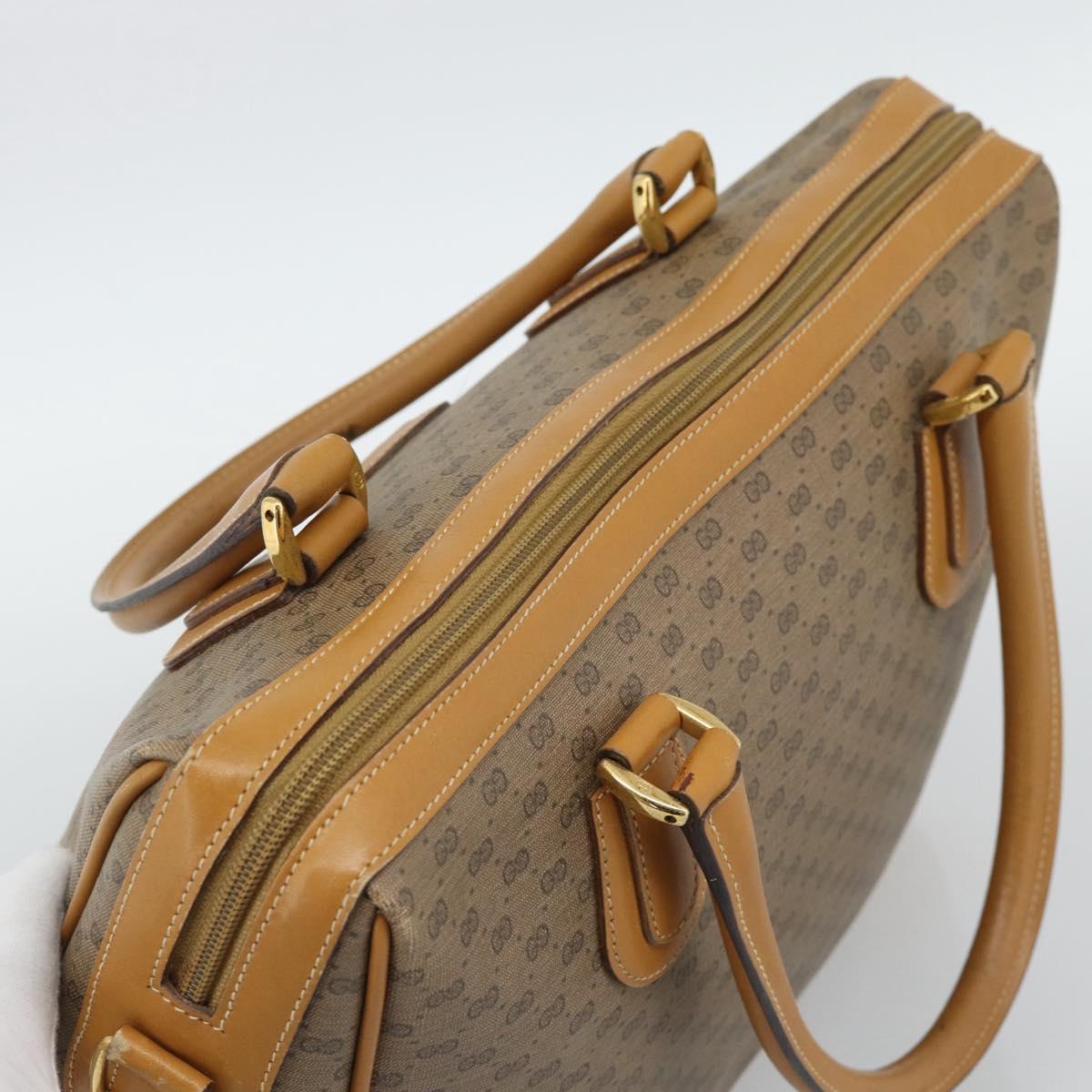 GUCCI Micro GG Hand Bag PVC Leather Beige Gold 002 084 0167 Auth ar14040