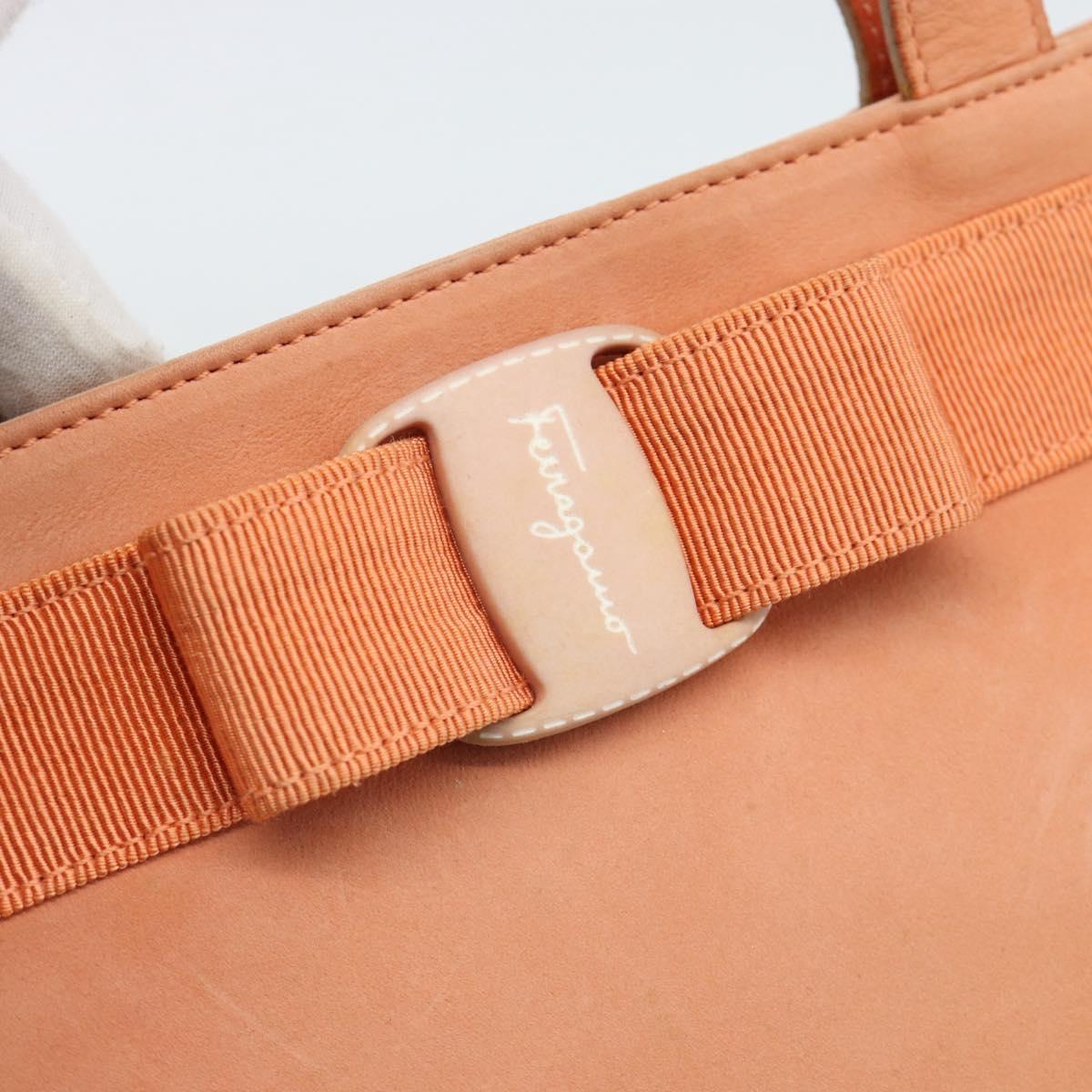 Salvatore Ferragamo Vala Hand Bag Suede Orange Auth ar14048