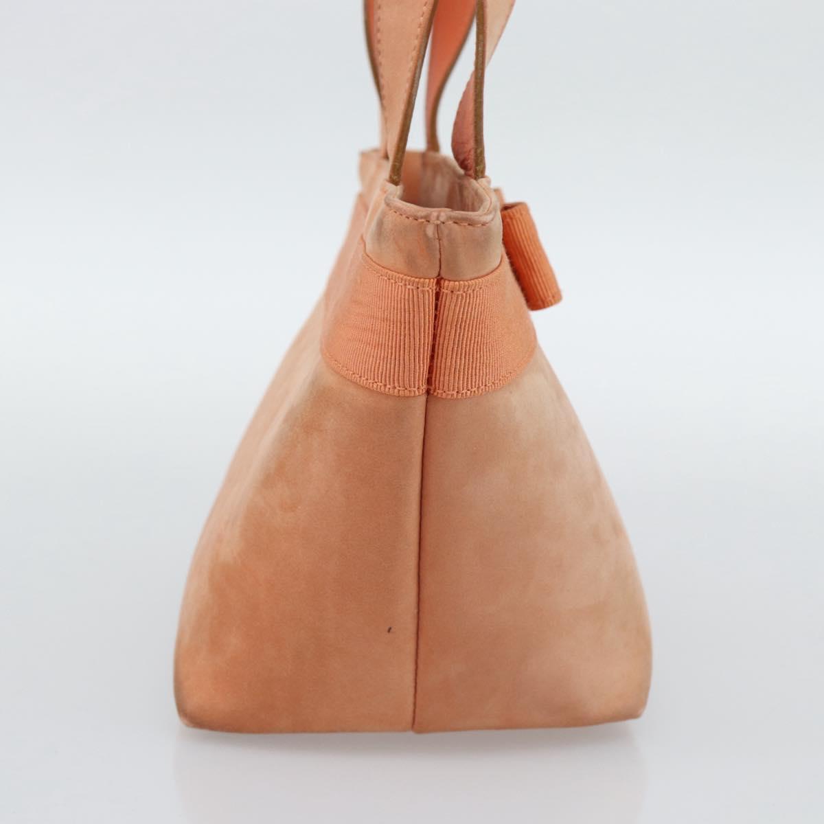 Salvatore Ferragamo Vala Hand Bag Suede Orange Auth ar14048