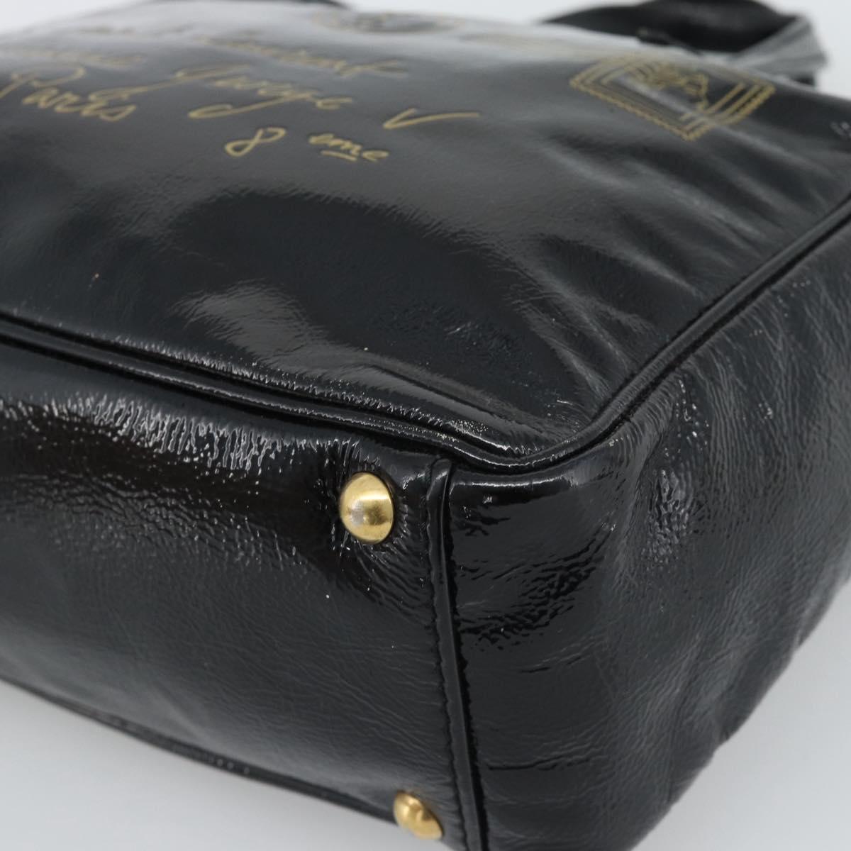 SAINT LAURENT Hand Bag Patent Black Gold 197699 Auth ar14049A