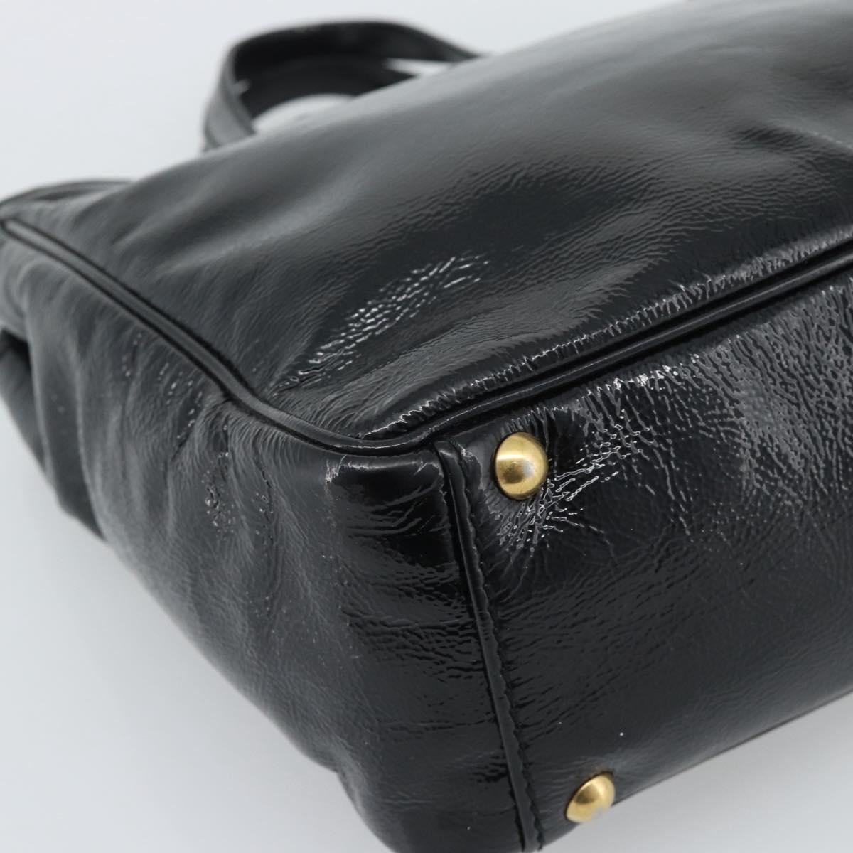 SAINT LAURENT Hand Bag Patent Black Gold 197699 Auth ar14049A