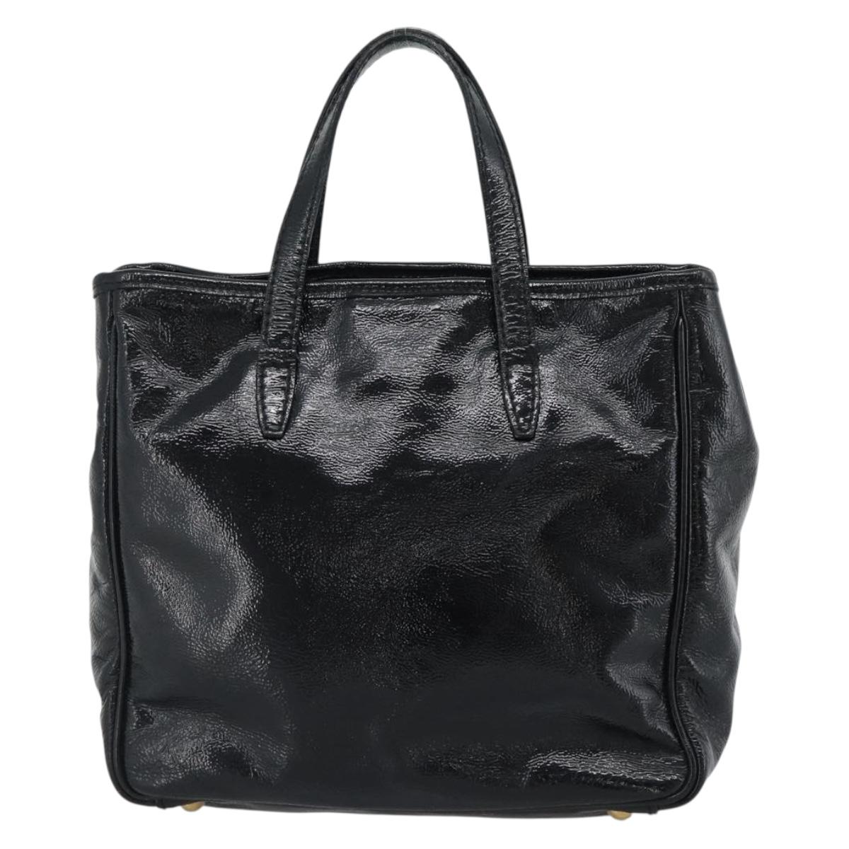 SAINT LAURENT Hand Bag Patent Black Gold 197699 Auth ar14049A