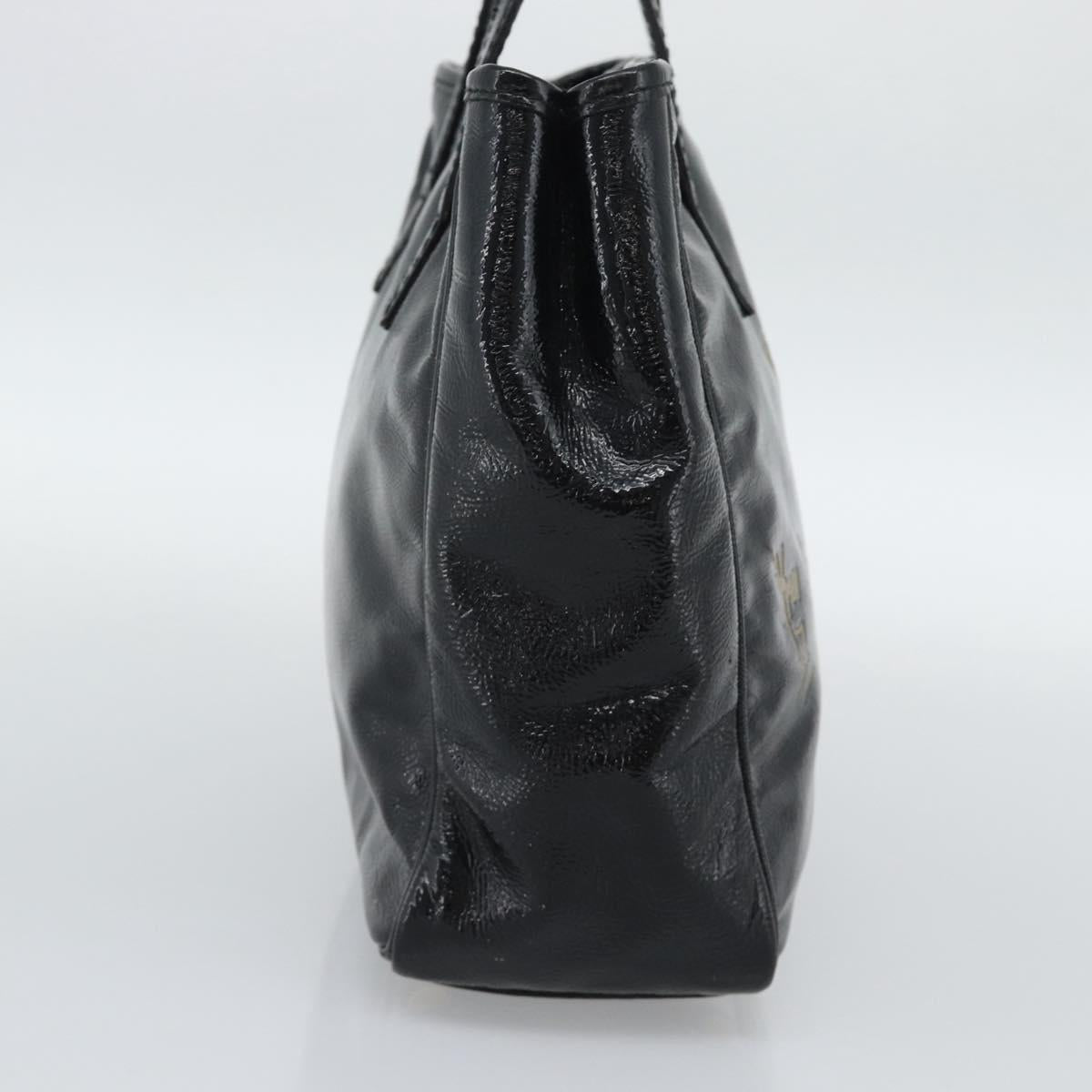 SAINT LAURENT Hand Bag Patent Black Gold 197699 Auth ar14049A