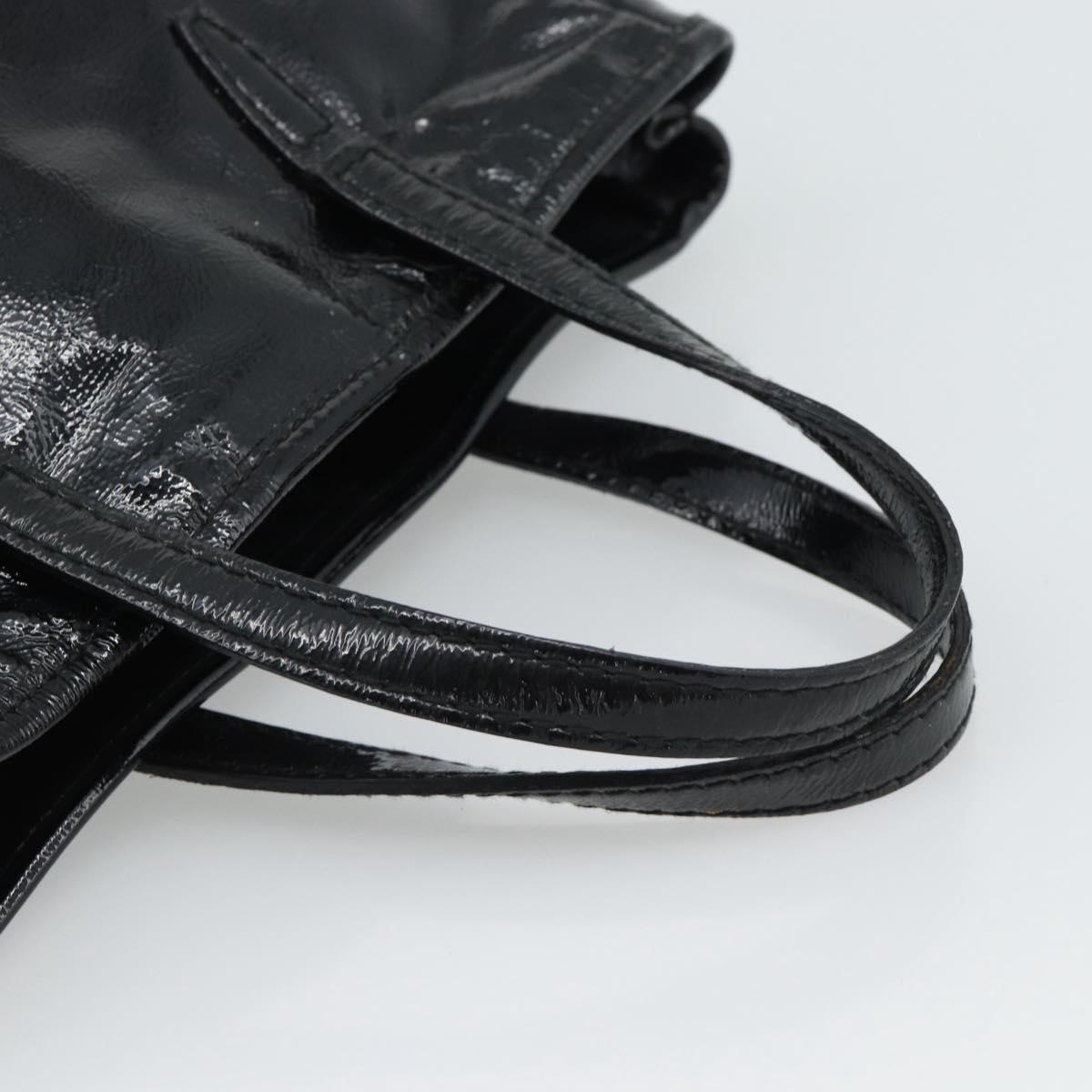 SAINT LAURENT Hand Bag Patent Black Gold 197699 Auth ar14049A