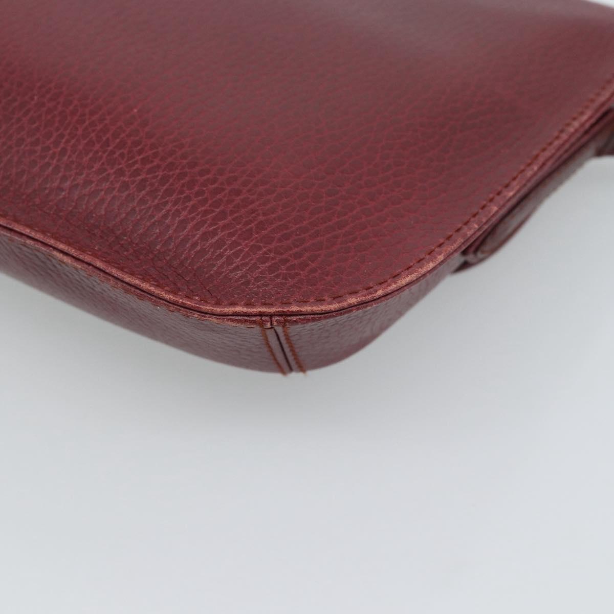 CARTIER Must Line Shoulder Bag Leather Bordeaux Gold Auth ar14050