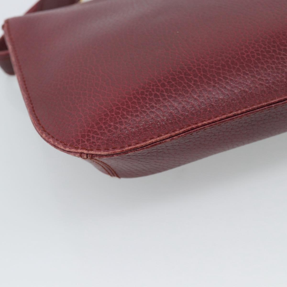 CARTIER Must Line Shoulder Bag Leather Bordeaux Gold Auth ar14050