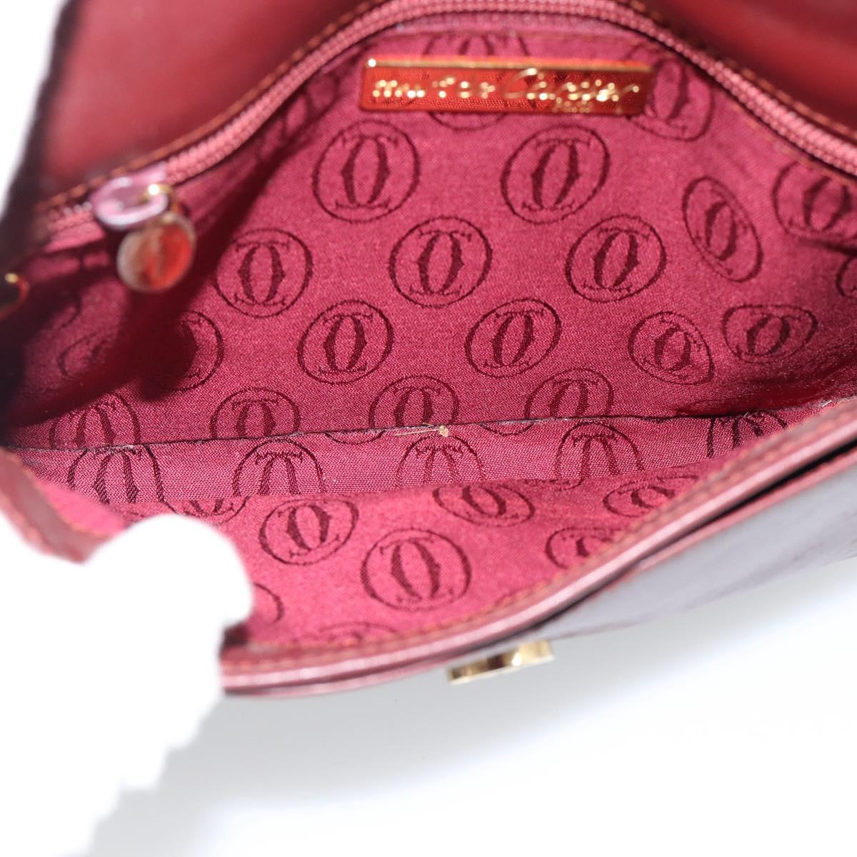 CARTIER Must Line Shoulder Bag Leather Bordeaux Gold Auth ar14050