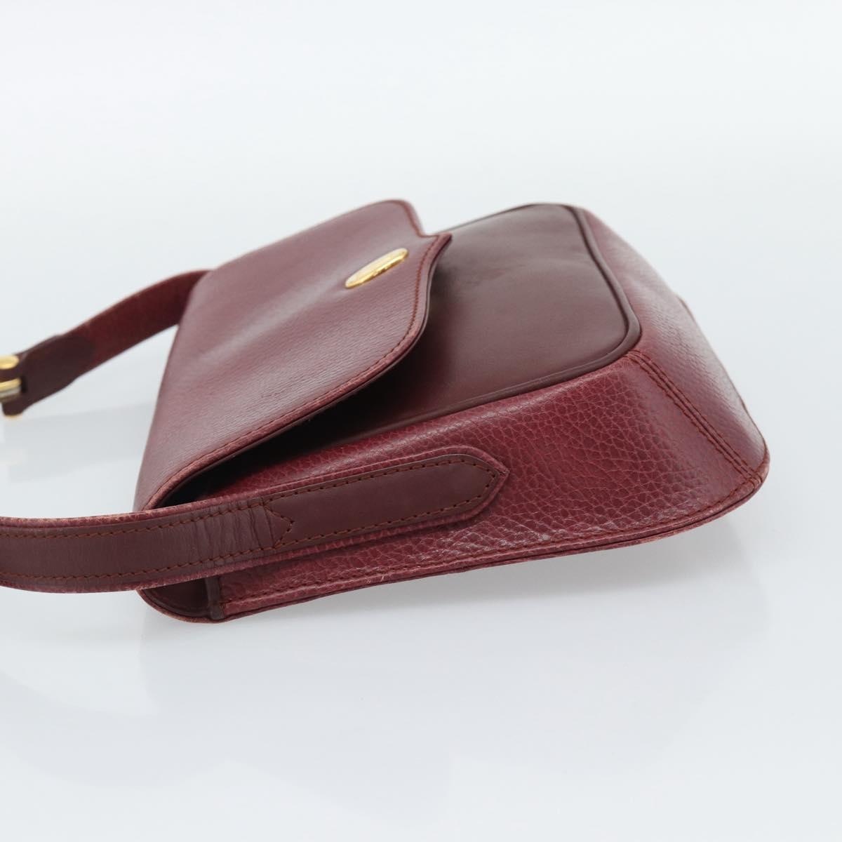CARTIER Must Line Shoulder Bag Leather Bordeaux Gold Auth ar14050