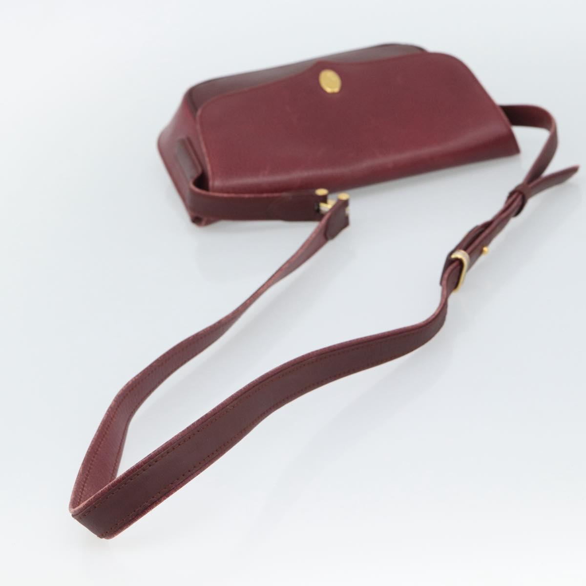 CARTIER Must Line Shoulder Bag Leather Bordeaux Gold Auth ar14050