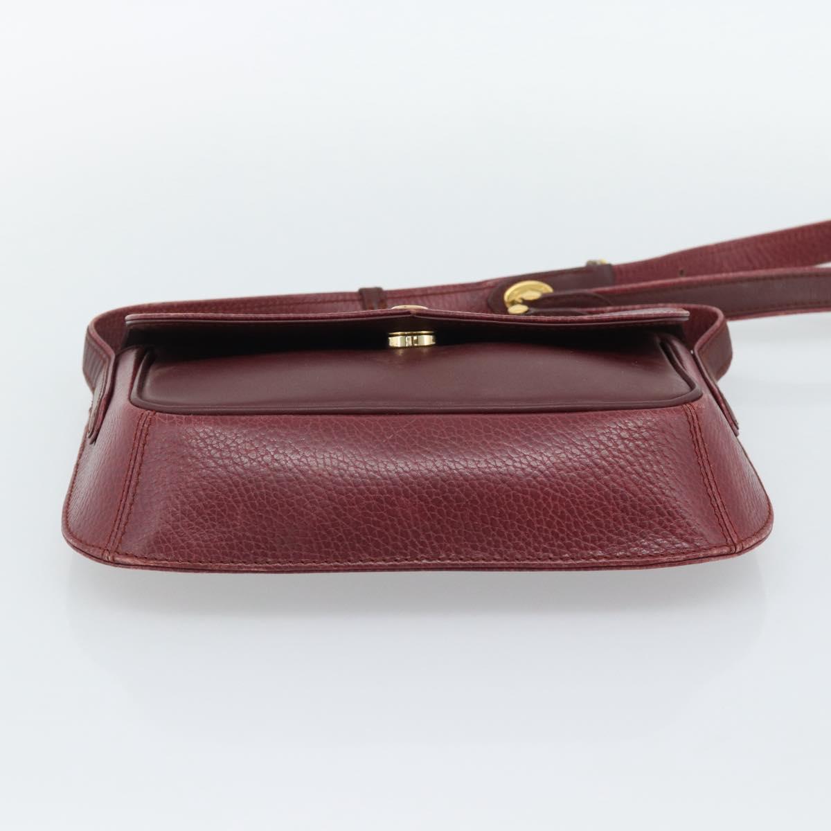 CARTIER Must Line Shoulder Bag Leather Bordeaux Gold Auth ar14050