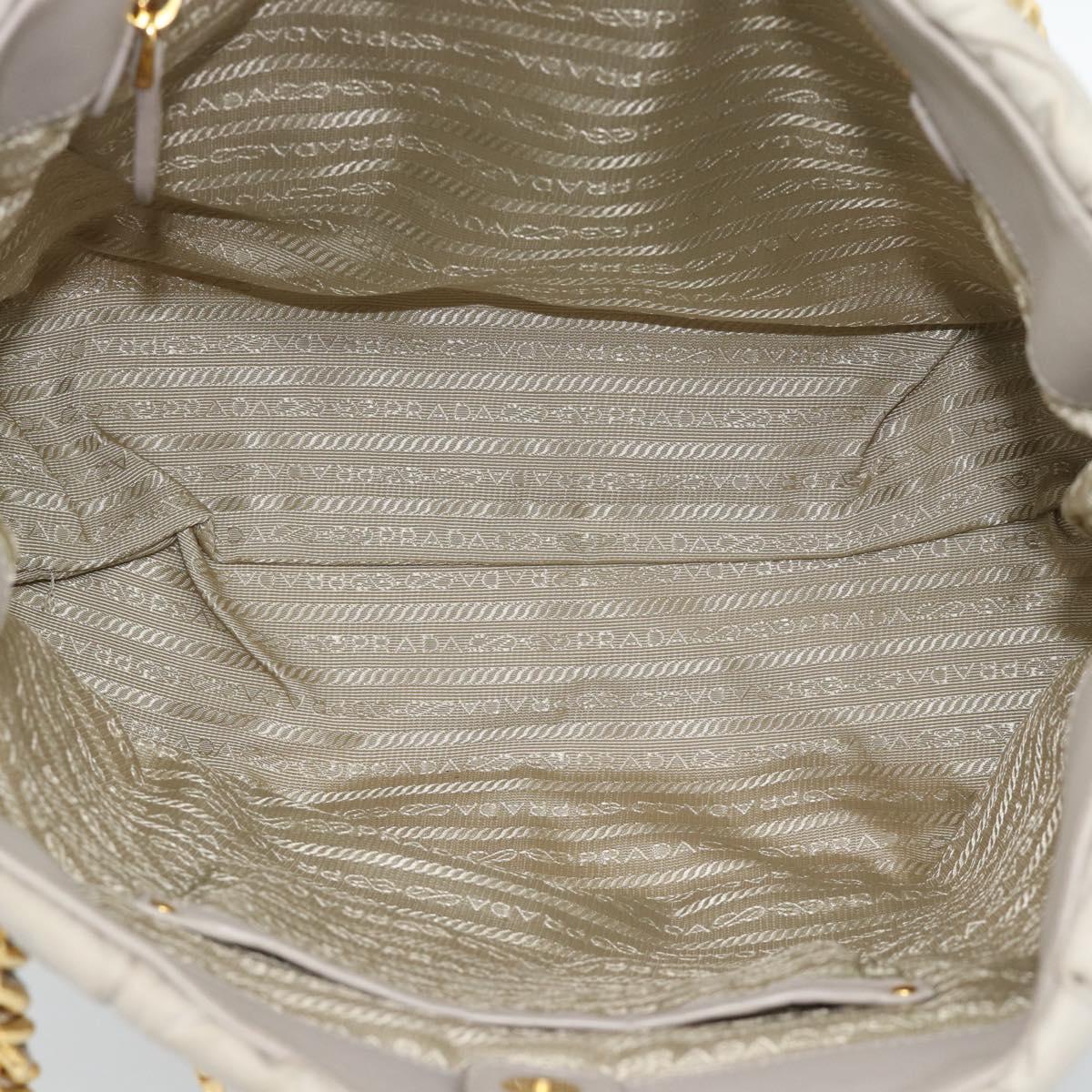 PRADA Chain Tote Bag Nylon Gray Gold Auth ar14053V