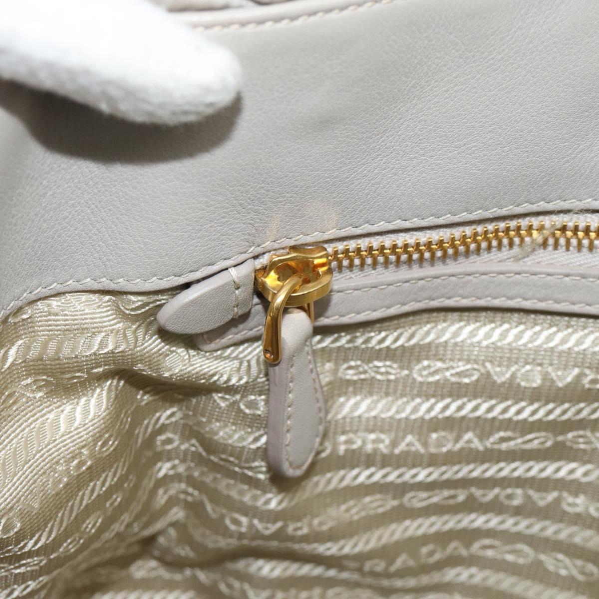 PRADA Chain Tote Bag Nylon Gray Gold Auth ar14053V