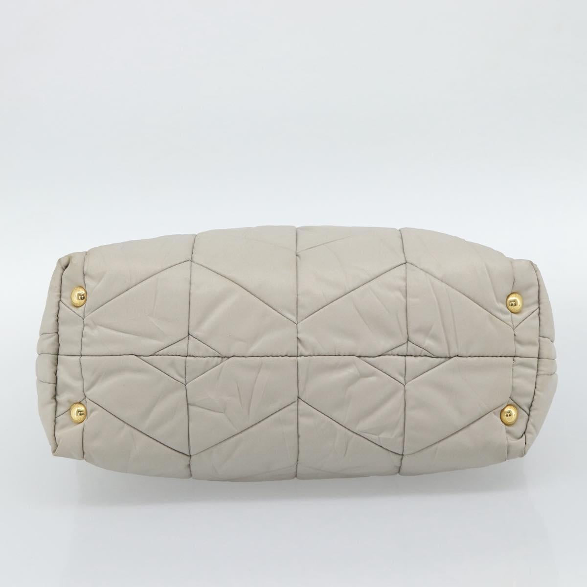 PRADA Chain Tote Bag Nylon Gray Gold Auth ar14053V