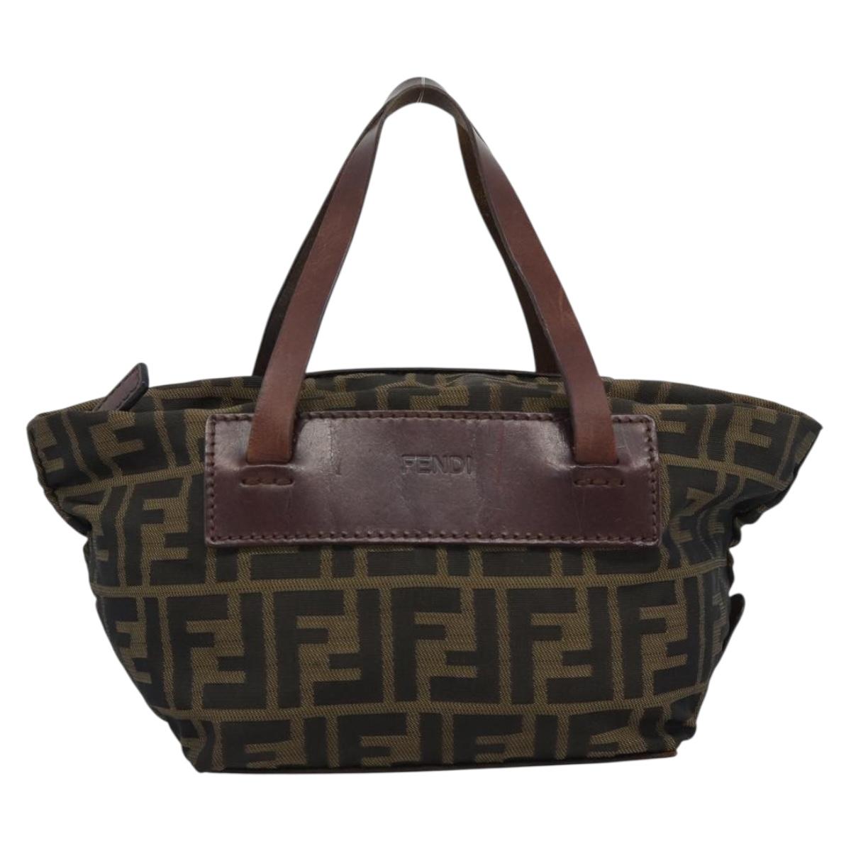 FENDI Zucca Canvas Hand Bag Brown Auth ar14054