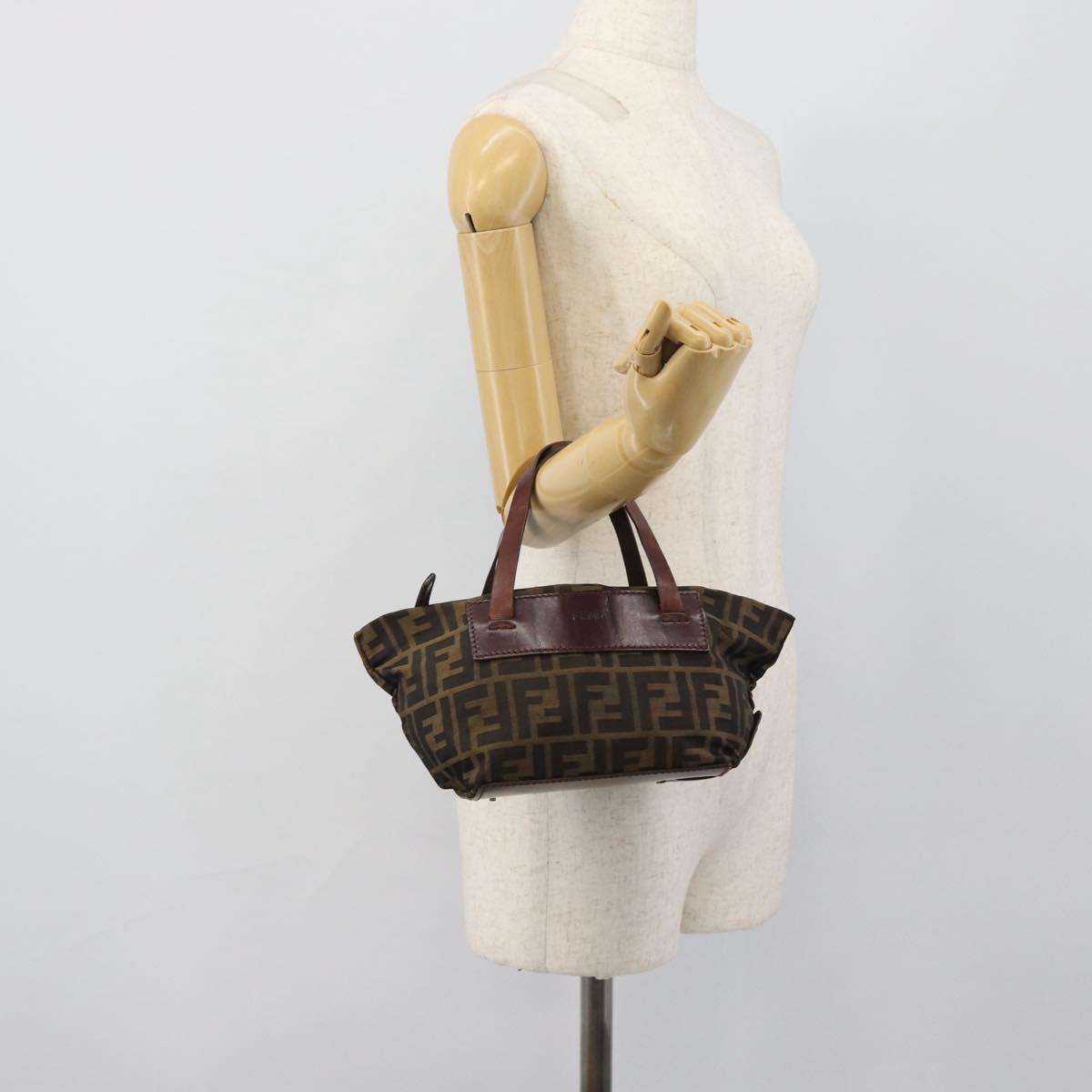 FENDI Zucca Canvas Hand Bag Brown Auth ar14054