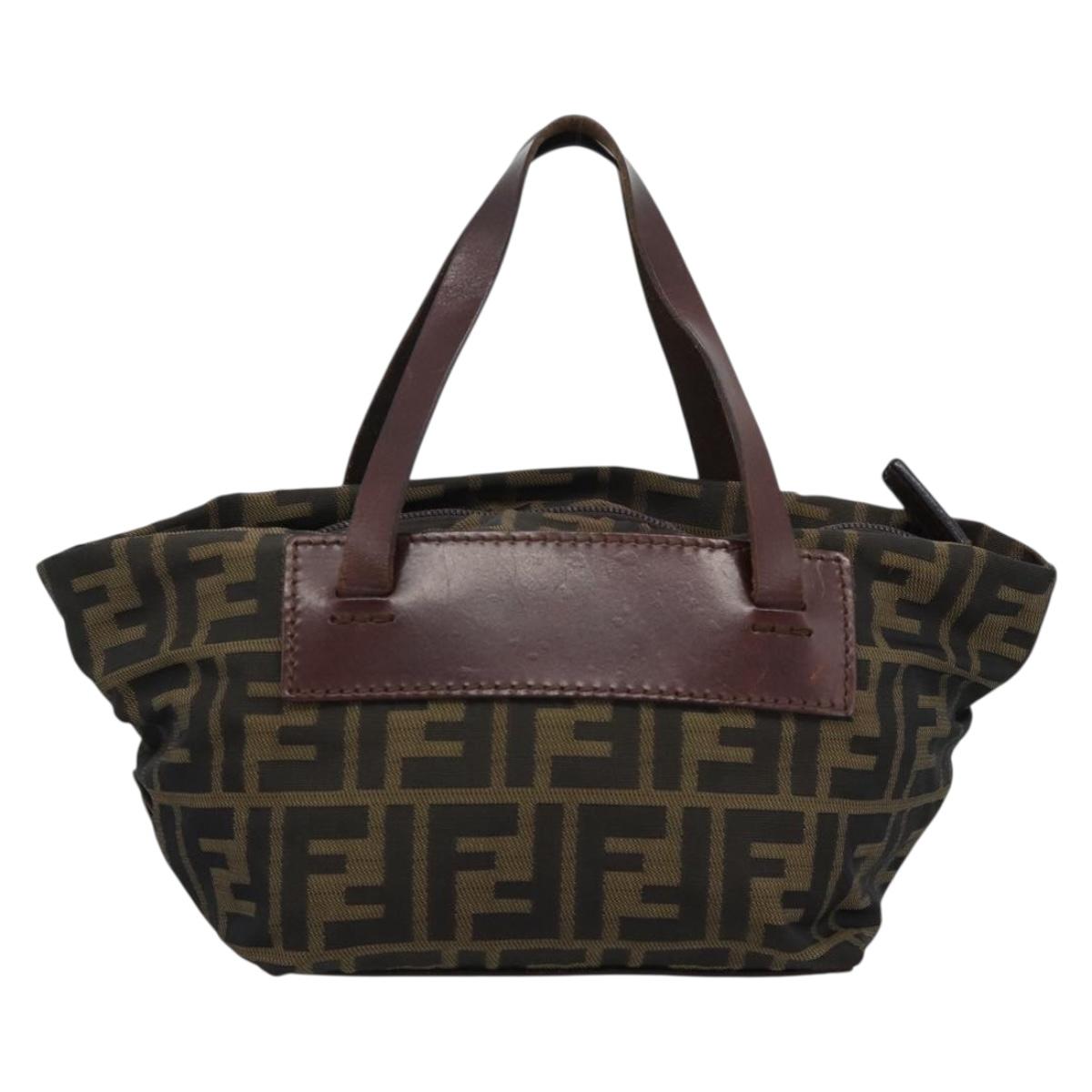 FENDI Zucca Canvas Hand Bag Brown Auth ar14054
