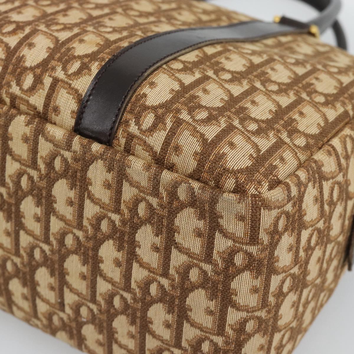 Christian Dior Trotter Canvas Hand Bag Brown Gold Auth ar14057A