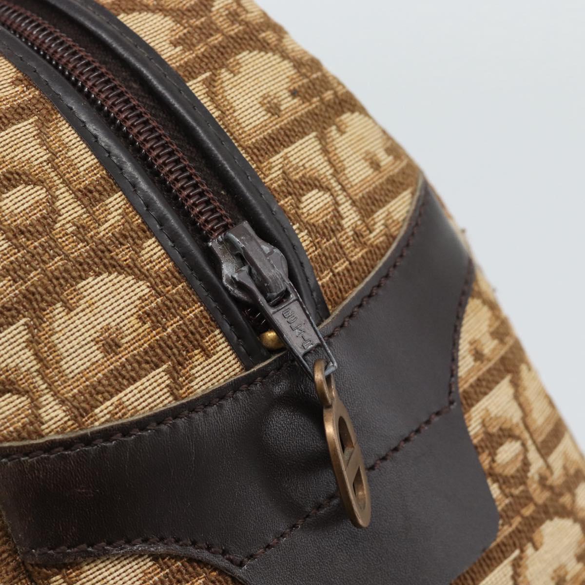 Christian Dior Trotter Canvas Hand Bag Brown Gold Auth ar14057A