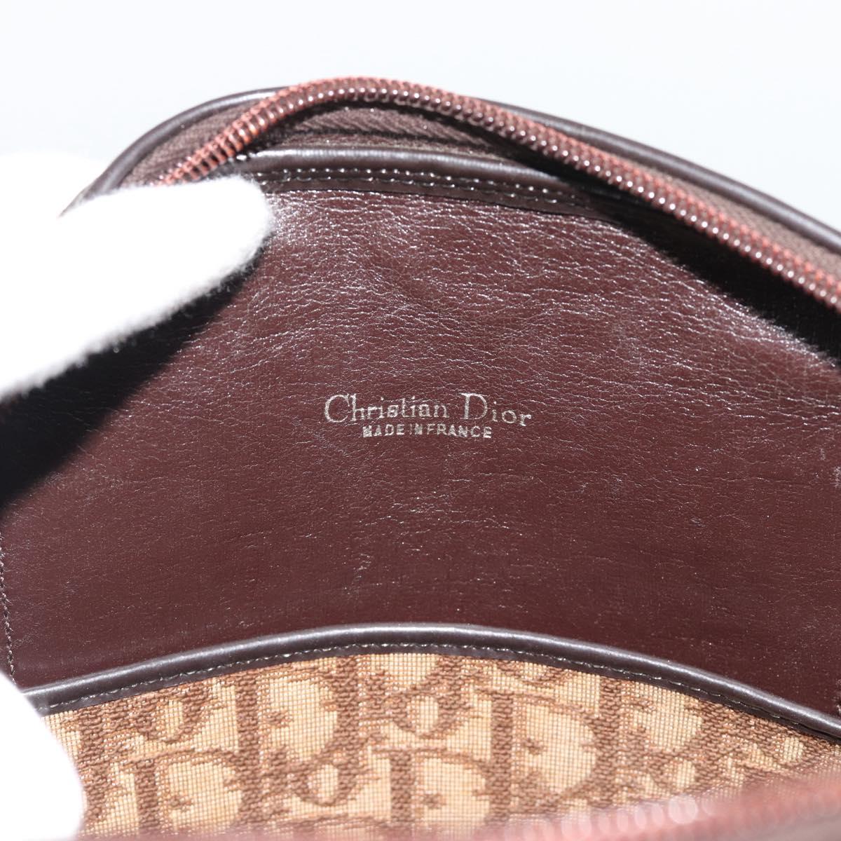 Christian Dior Trotter Canvas Hand Bag Brown Gold Auth ar14057A