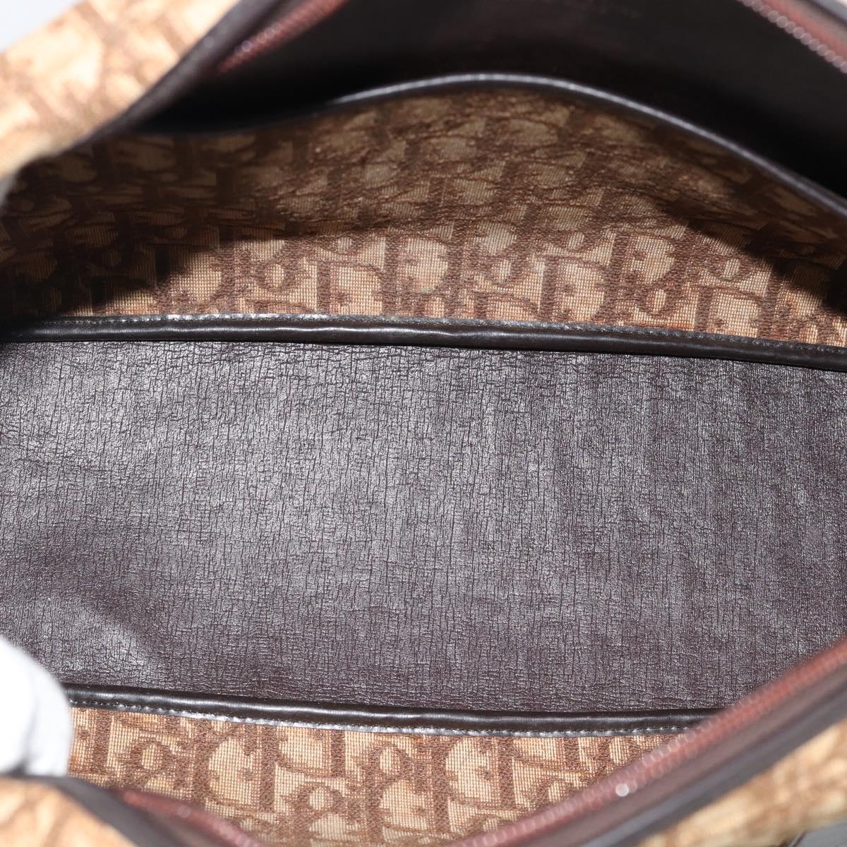 Christian Dior Trotter Canvas Hand Bag Brown Gold Auth ar14057A