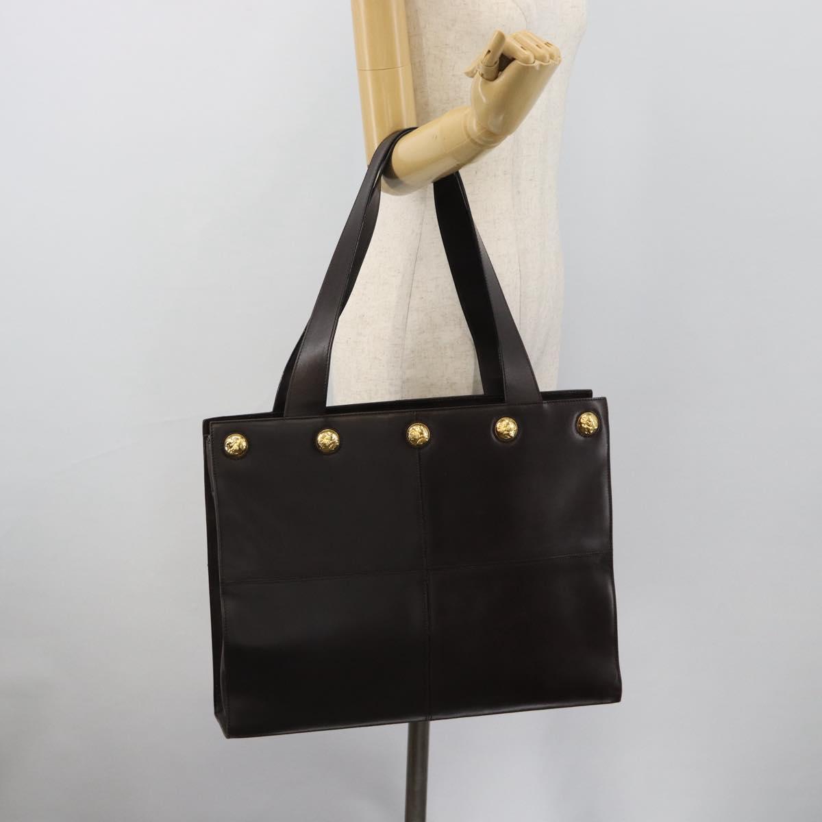 Salvatore Ferragamo Tote Bag Leather Brown Gold Auth ar14058
