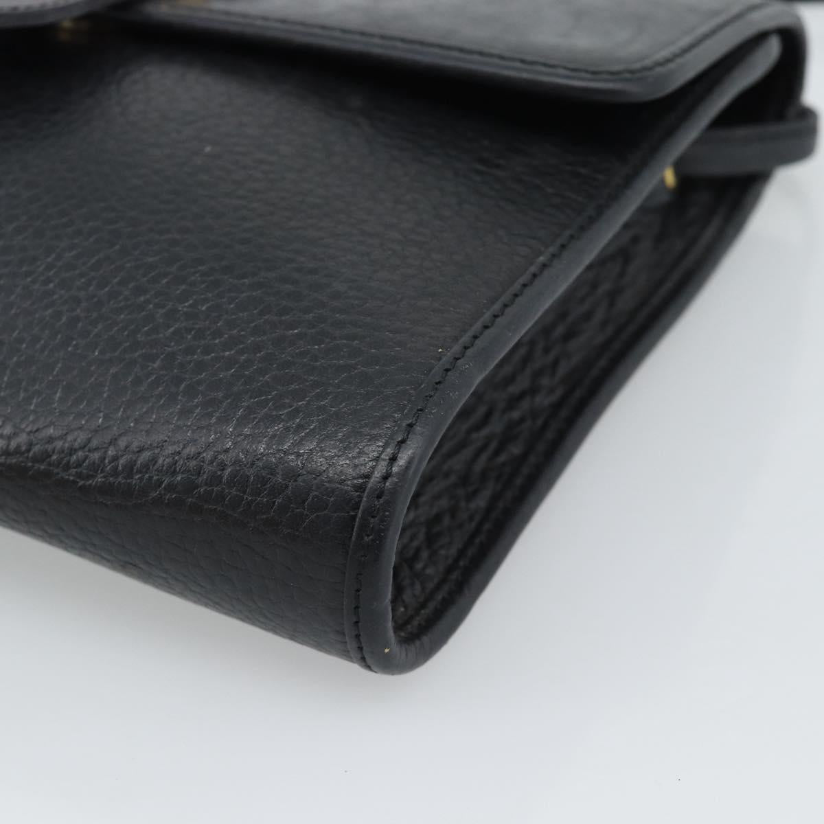 Christian Dior Shoulder Bag Leather Black Gold Auth ar14060