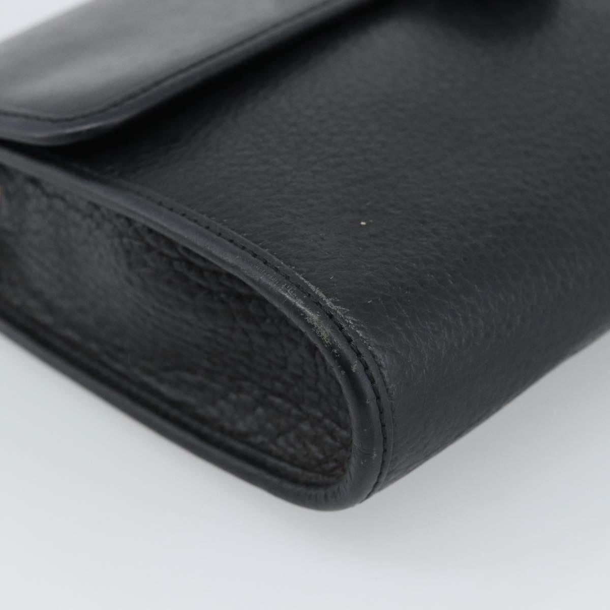 Christian Dior Shoulder Bag Leather Black Gold Auth ar14060