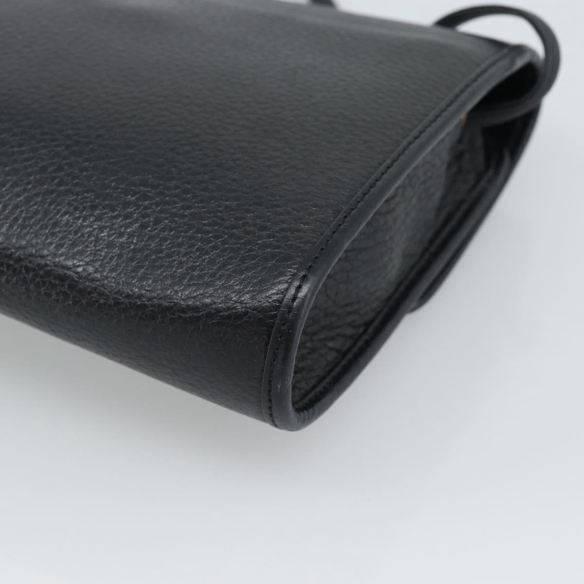 Christian Dior Shoulder Bag Leather Black Gold Auth ar14060