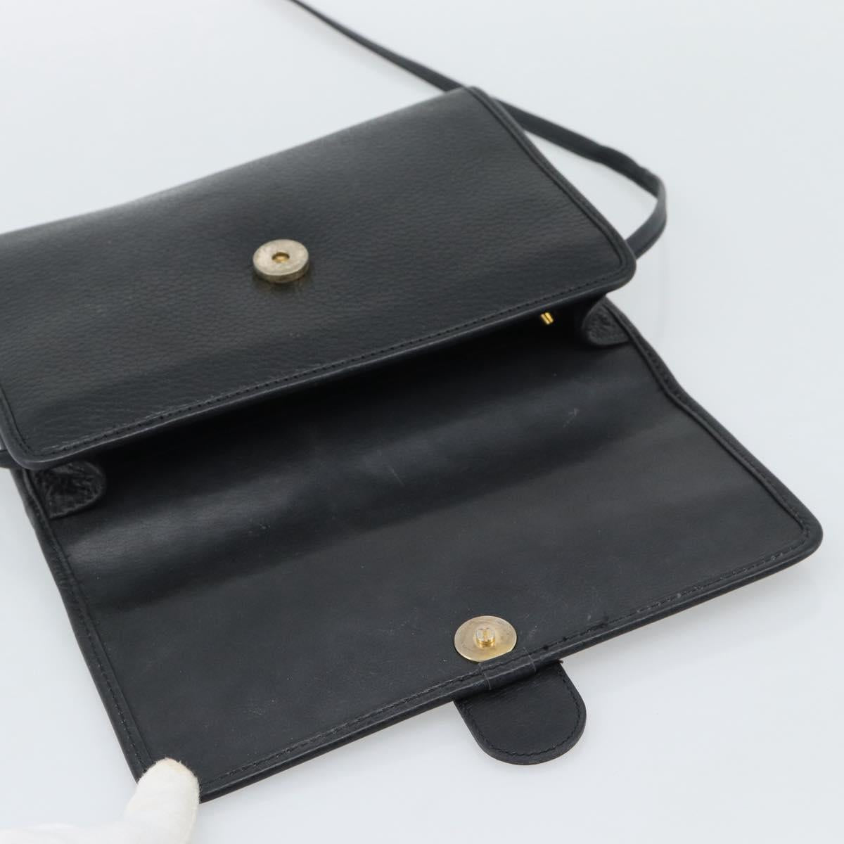 Christian Dior Shoulder Bag Leather Black Gold Auth ar14060