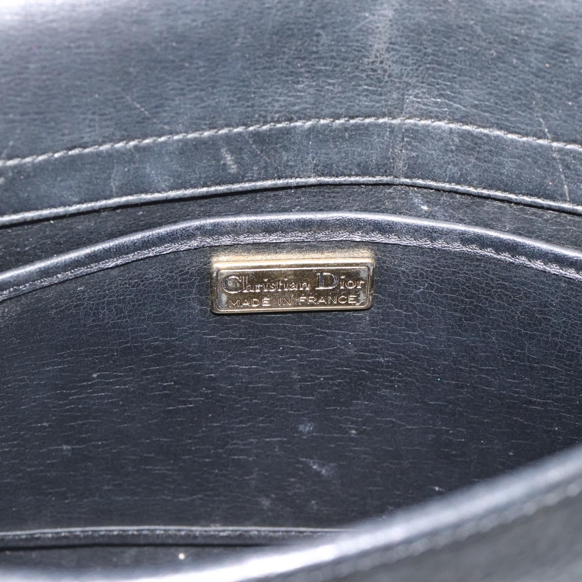 Christian Dior Shoulder Bag Leather Black Gold Auth ar14060