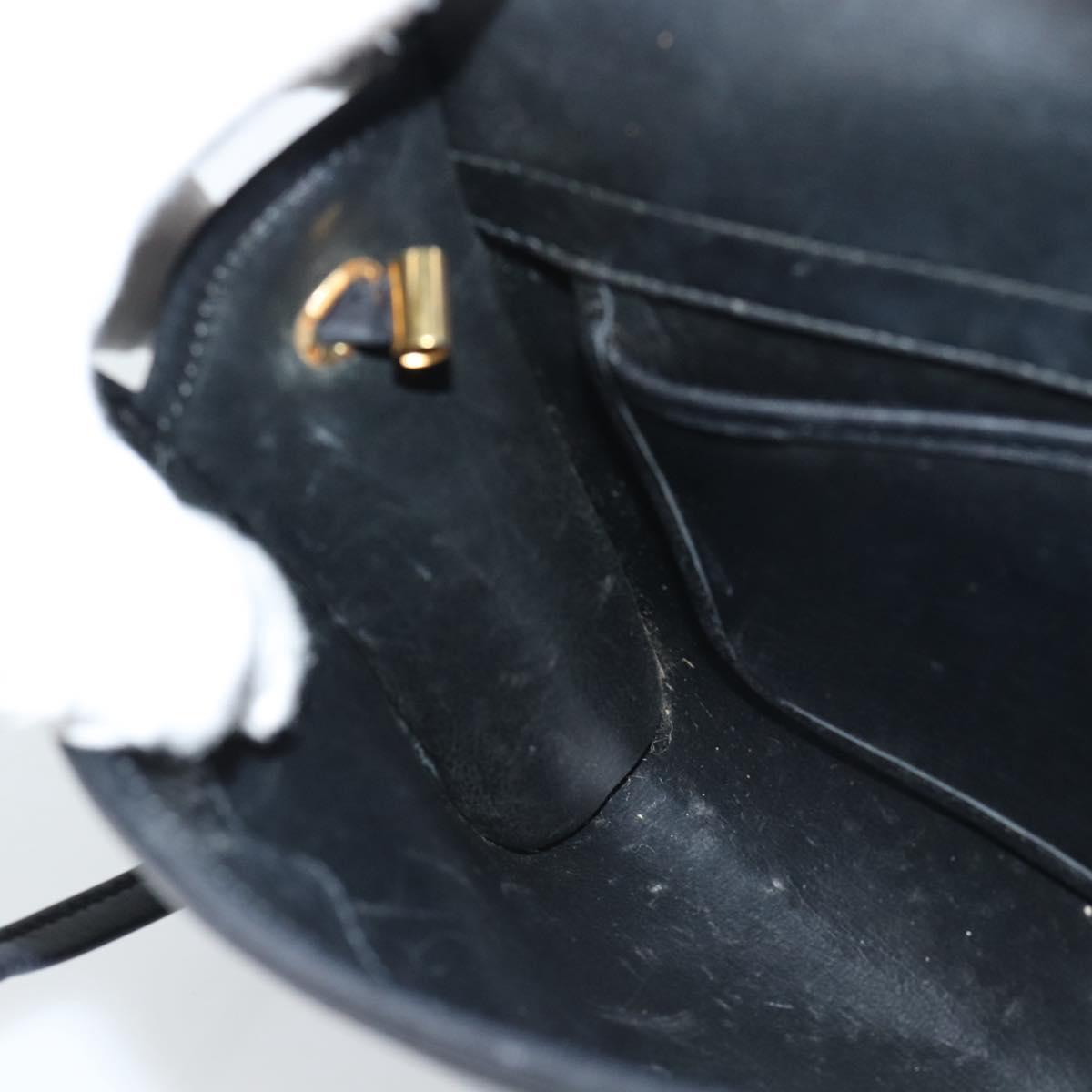 Christian Dior Shoulder Bag Leather Black Gold Auth ar14060