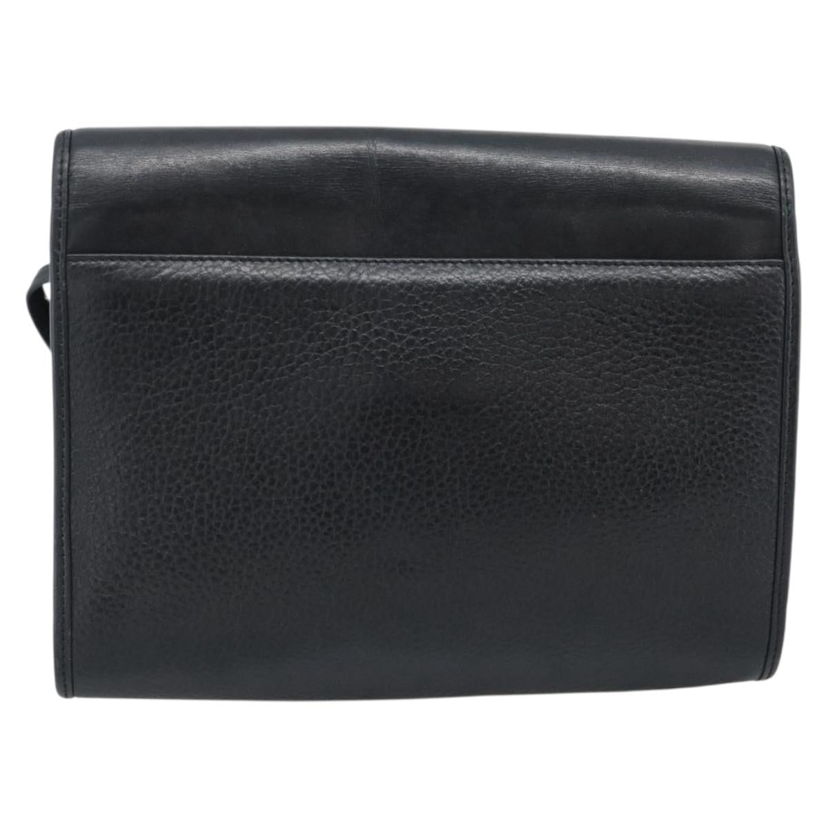 Christian Dior Shoulder Bag Leather Black Gold Auth ar14060