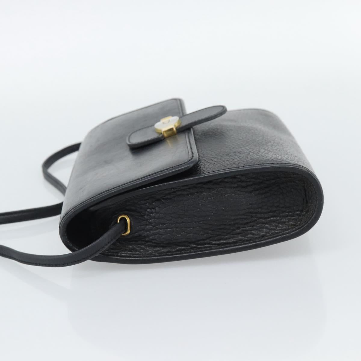 Christian Dior Shoulder Bag Leather Black Gold Auth ar14060