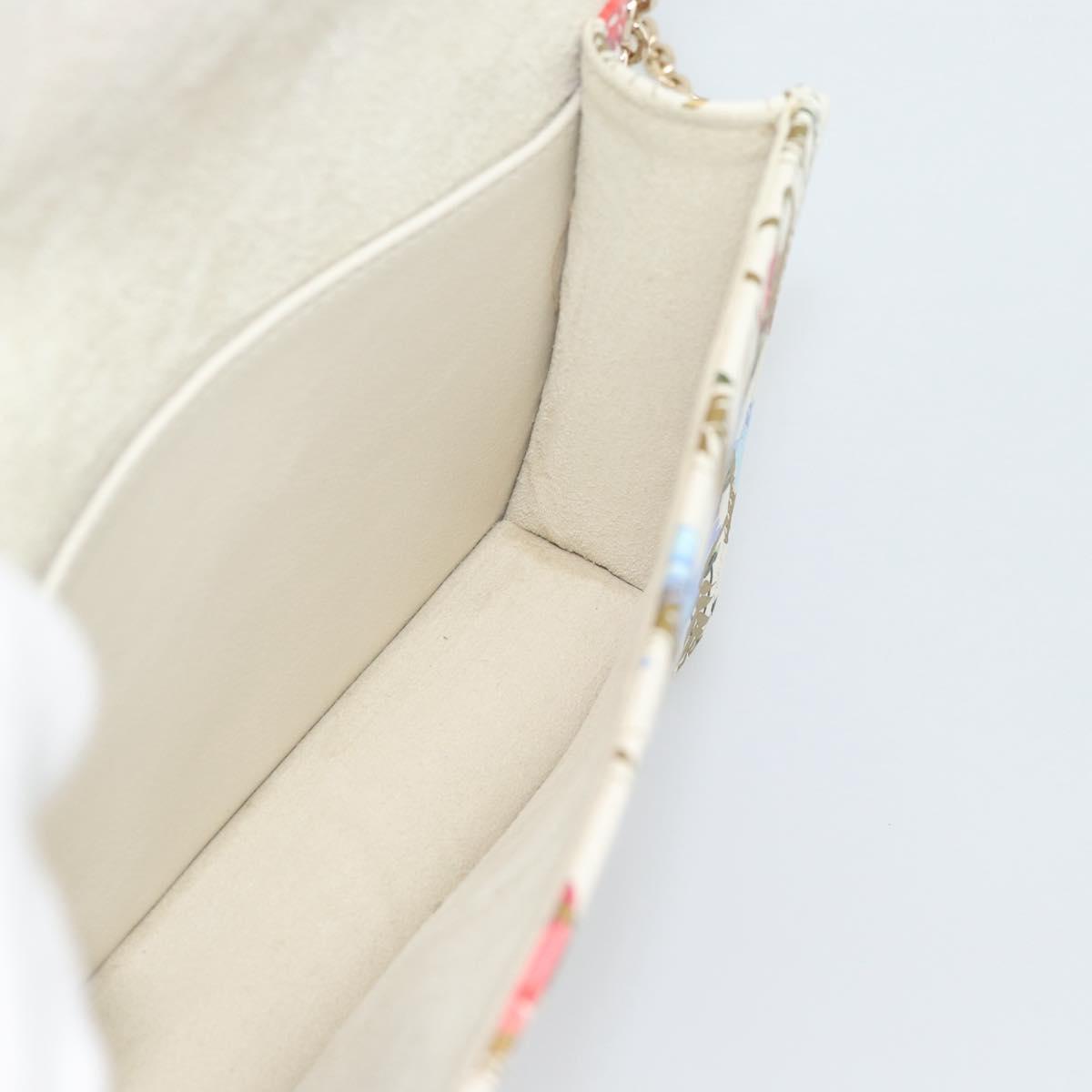 Christian Dior Chain Shoulder Bag Leather White Gold Auth ar14061SM