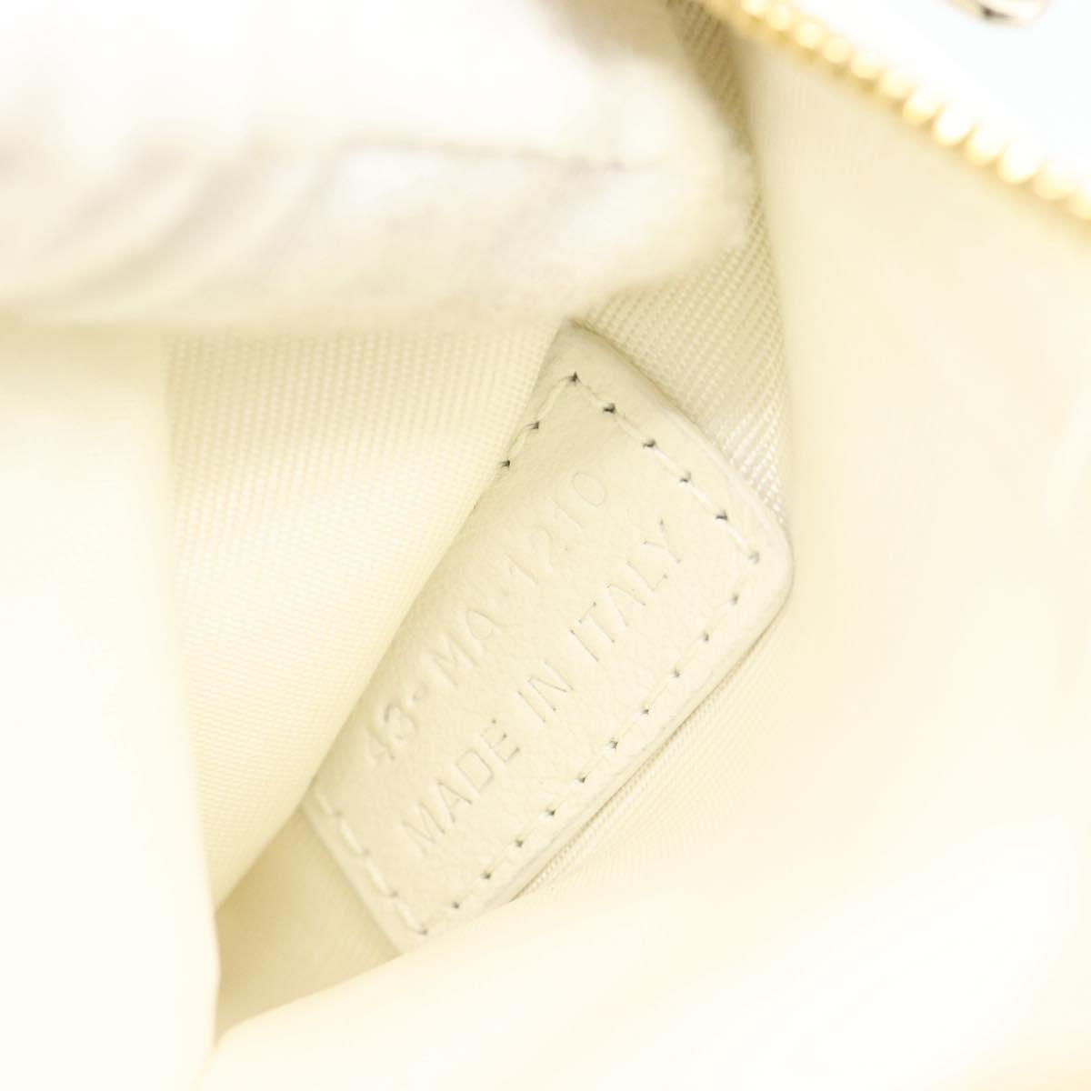 Christian Dior Chain Shoulder Bag Leather White Gold Auth ar14061SM