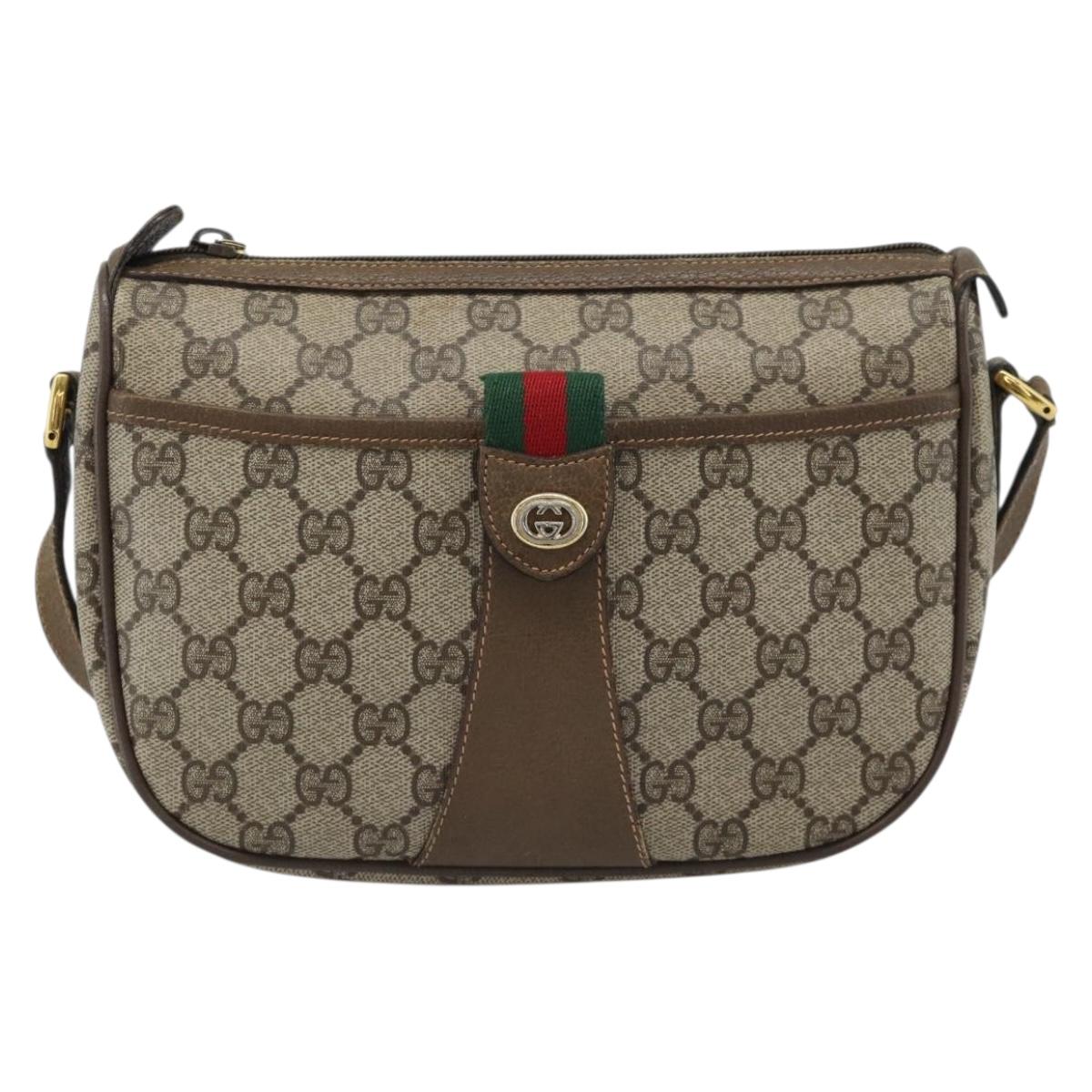 GUCCI GG Supreme Shoulder Bag PVC Leather Beige Gold 89 02 032 Auth ar14062