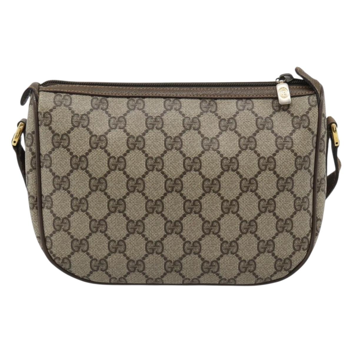 GUCCI GG Supreme Shoulder Bag PVC Leather Beige Gold 89 02 032 Auth ar14062