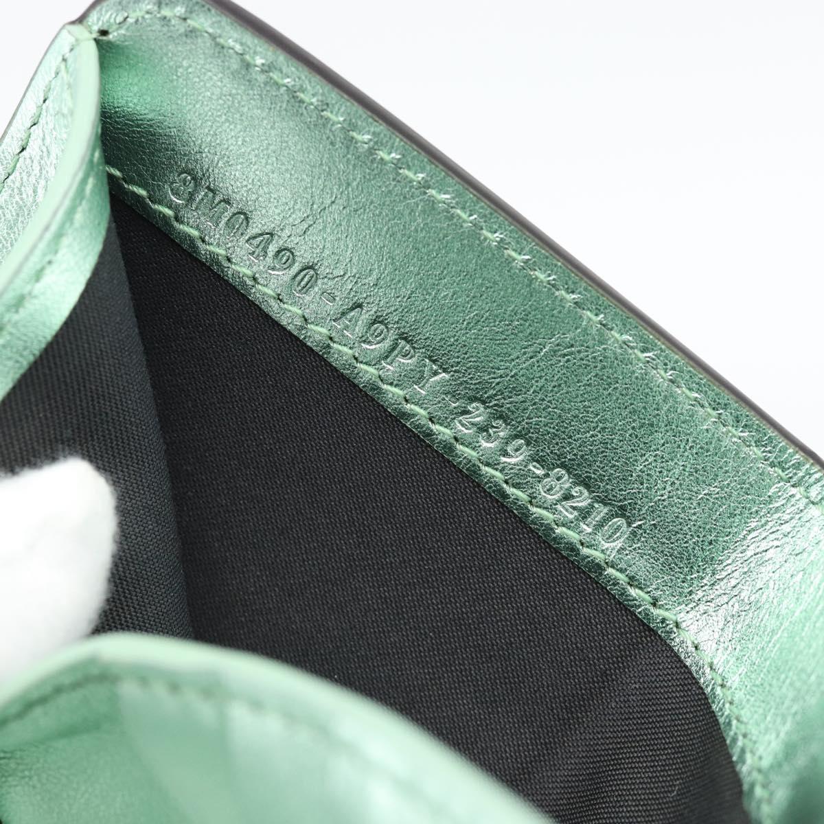 FENDI Compact Wallet Leather Green Silver 8M0490 Auth ar14064M